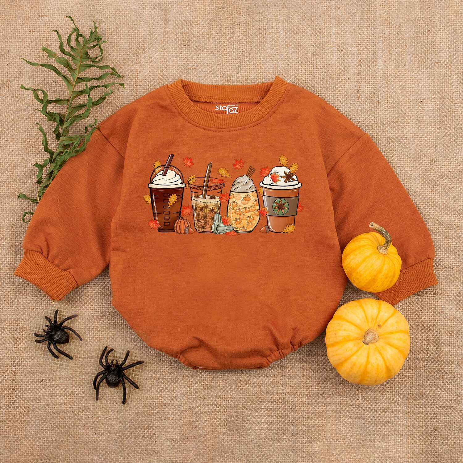 Fall Coffee Bodysuit Western Halloween Baby Romper First Halloween Baby Outfit image 4