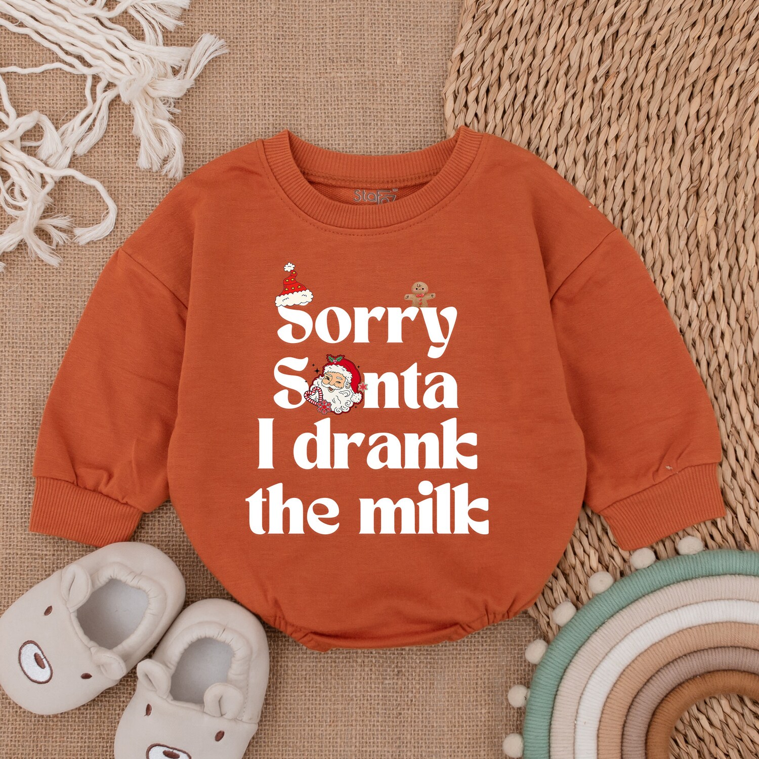 Sorry Santa I Drank The Milk Baby Romper Christmas Baby Outfit Baby Christmas Gift Bodysuit image 3