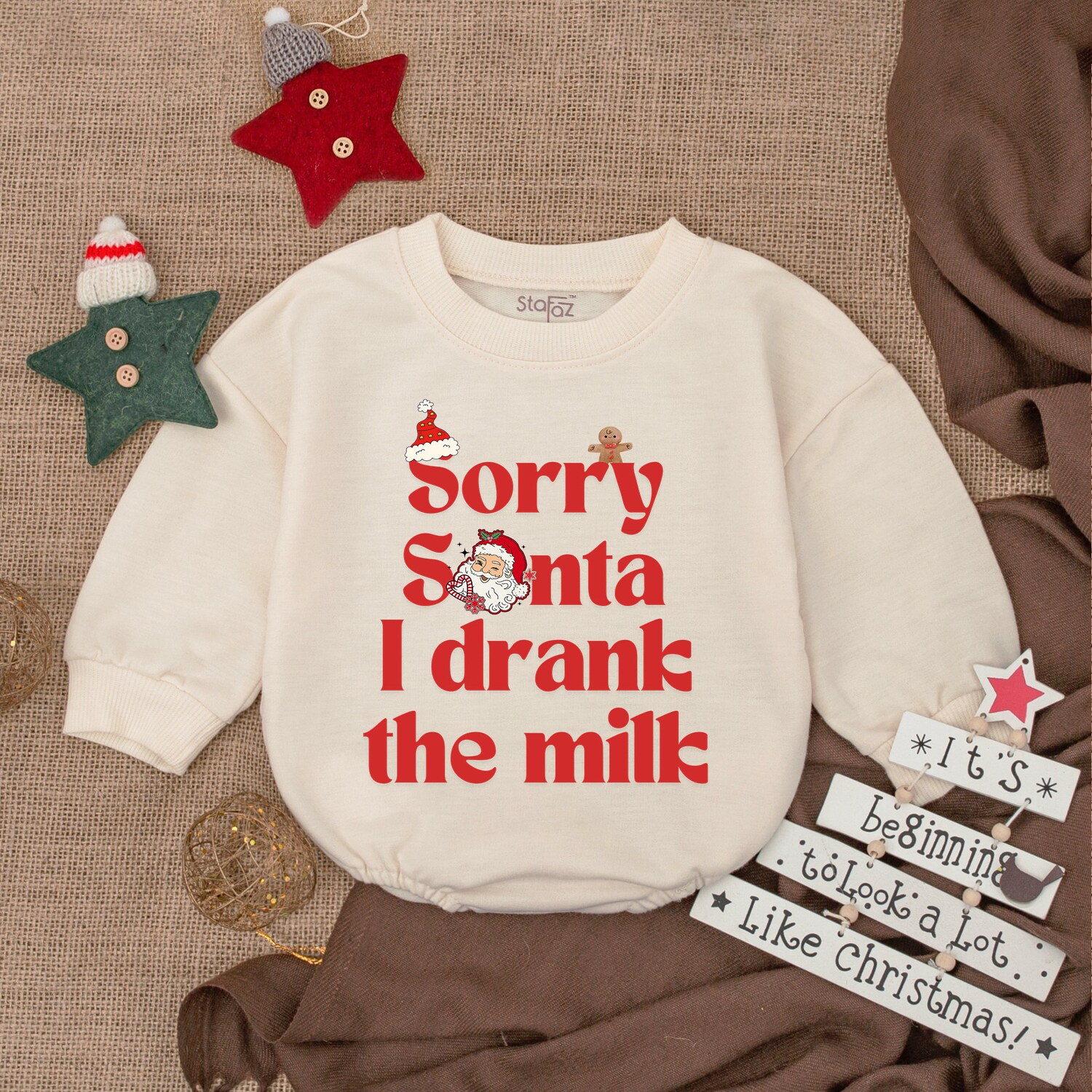 Sorry Santa I Drank The Milk Baby Romper Christmas Baby Outfit Baby Christmas Gift Bodysuit image 1