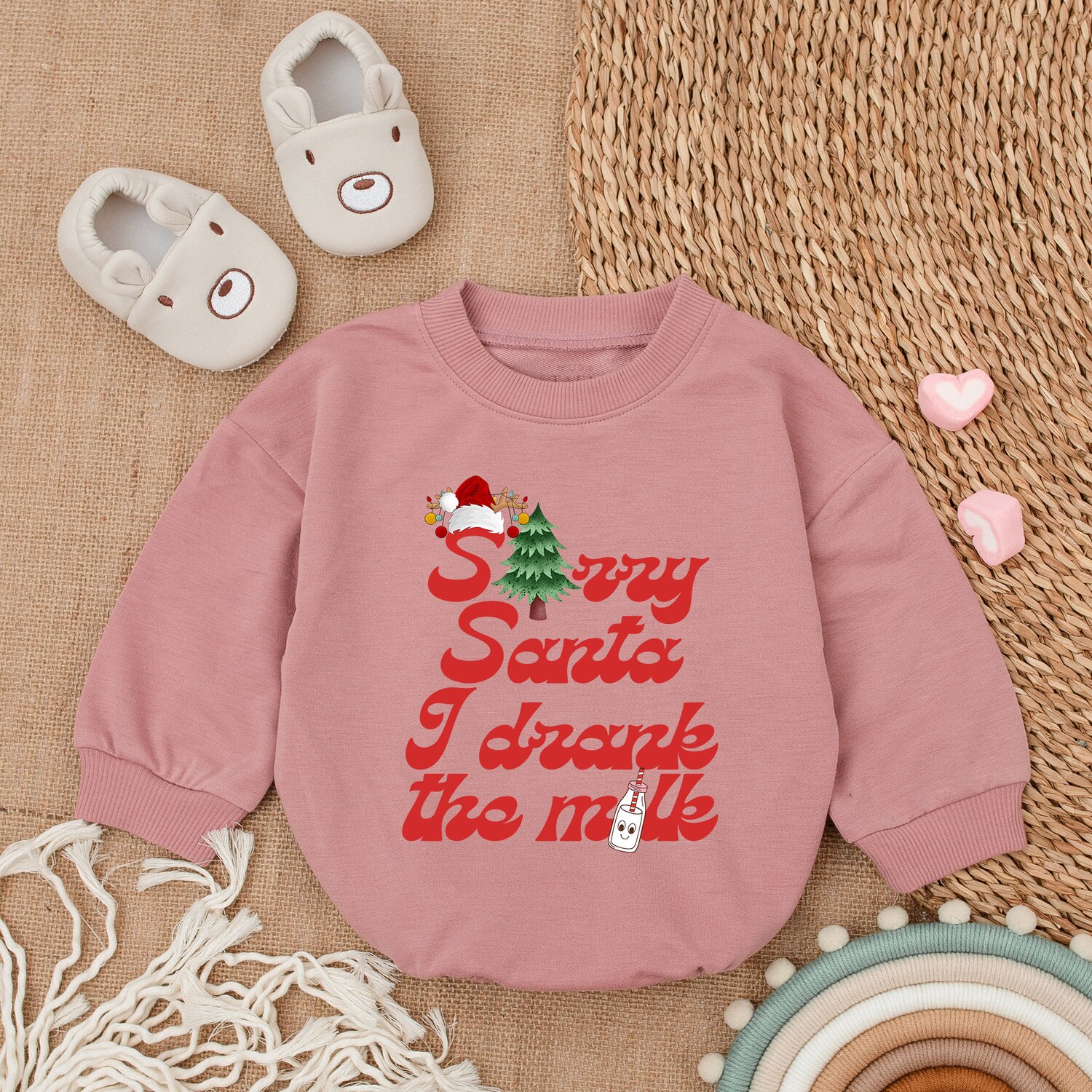 Sorry Santa I Drank The Milk Baby Romper Christmas Baby Outfit Santa Claus Baby Bodysuit Gift image 2