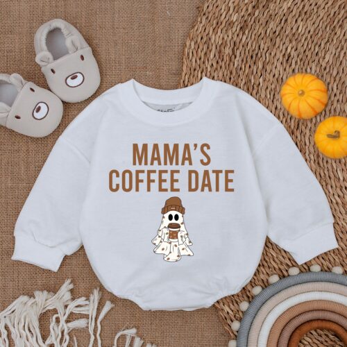 Mama's Coffee Date Halloween Baby Girl Bodysuit First Halloween Outfit Baby Romper image 0