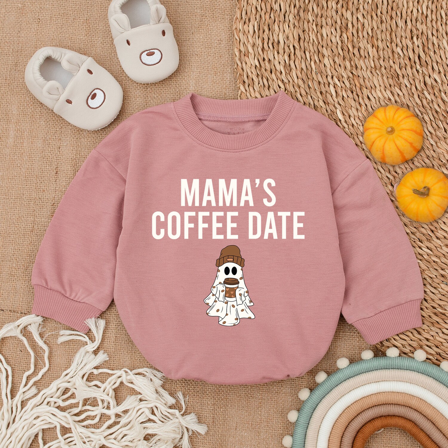 Mama's Coffee Date Halloween Baby Girl Bodysuit First Halloween Outfit Baby Romper image 2