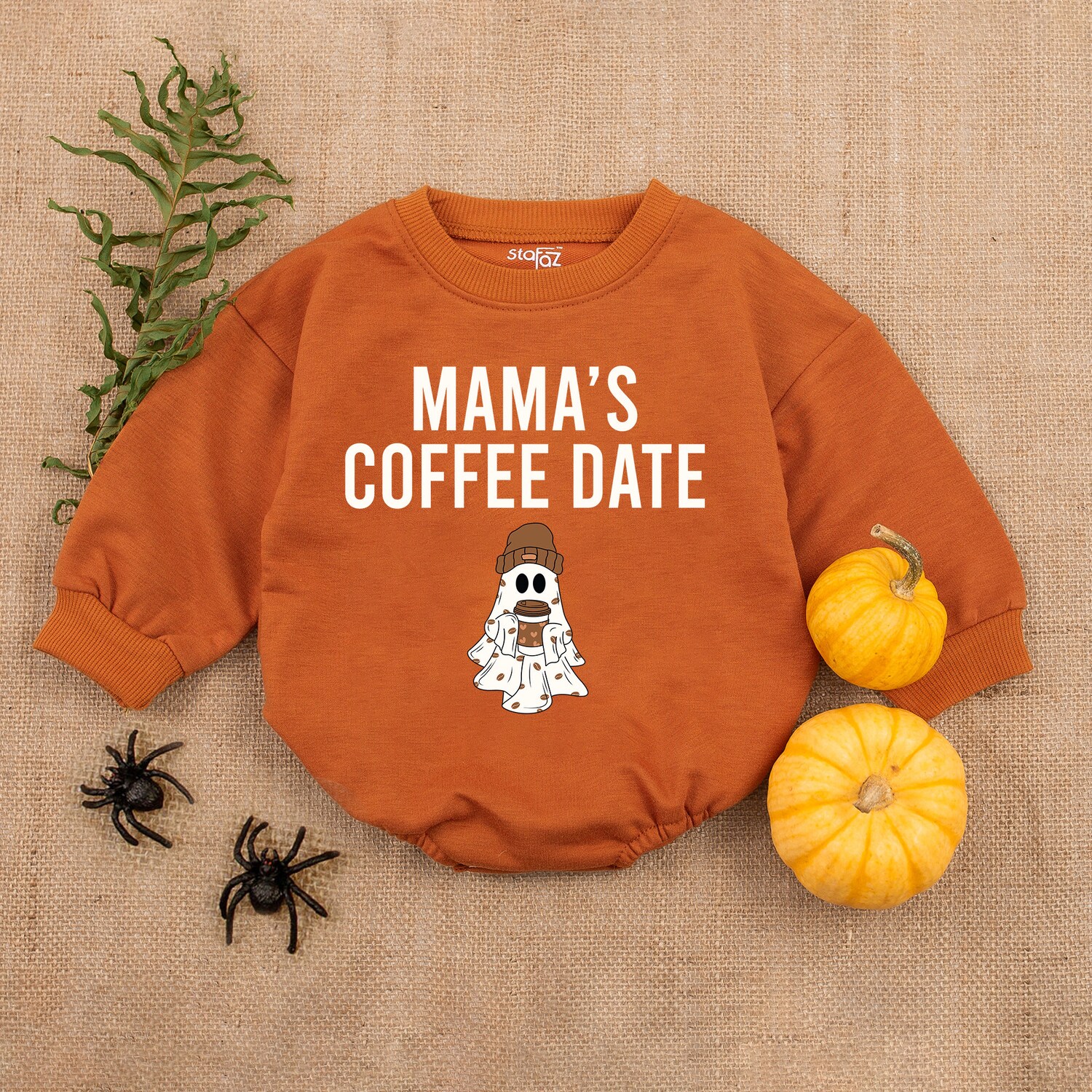 Mama's Coffee Date Halloween Baby Girl Bodysuit First Halloween Outfit Baby Romper image 3