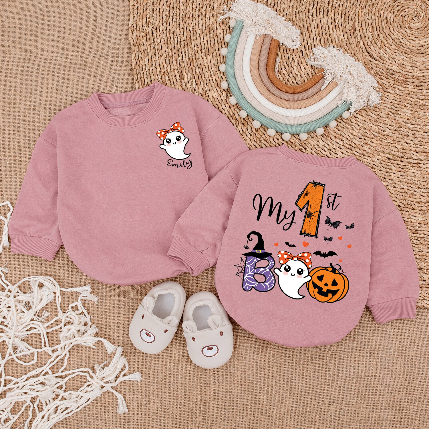 My First Boo Baby Bodysuit Cute Ghost Halloween Romper First Halloween Baby Outfit image 2