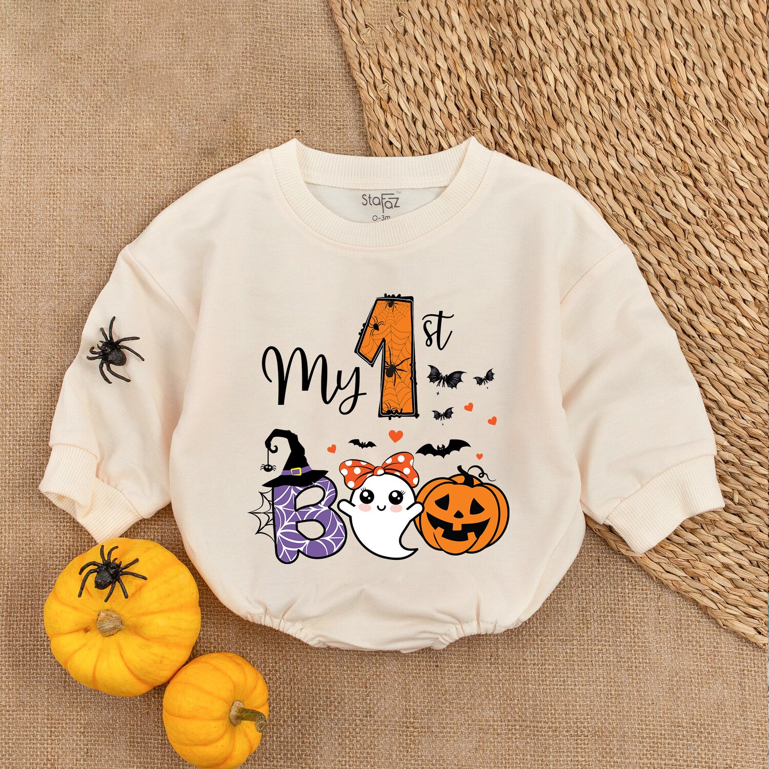 My First Boo Halloween Baby Girl Bodysuit Romper First Halloween Outfit Baby Girl Clothes image 1