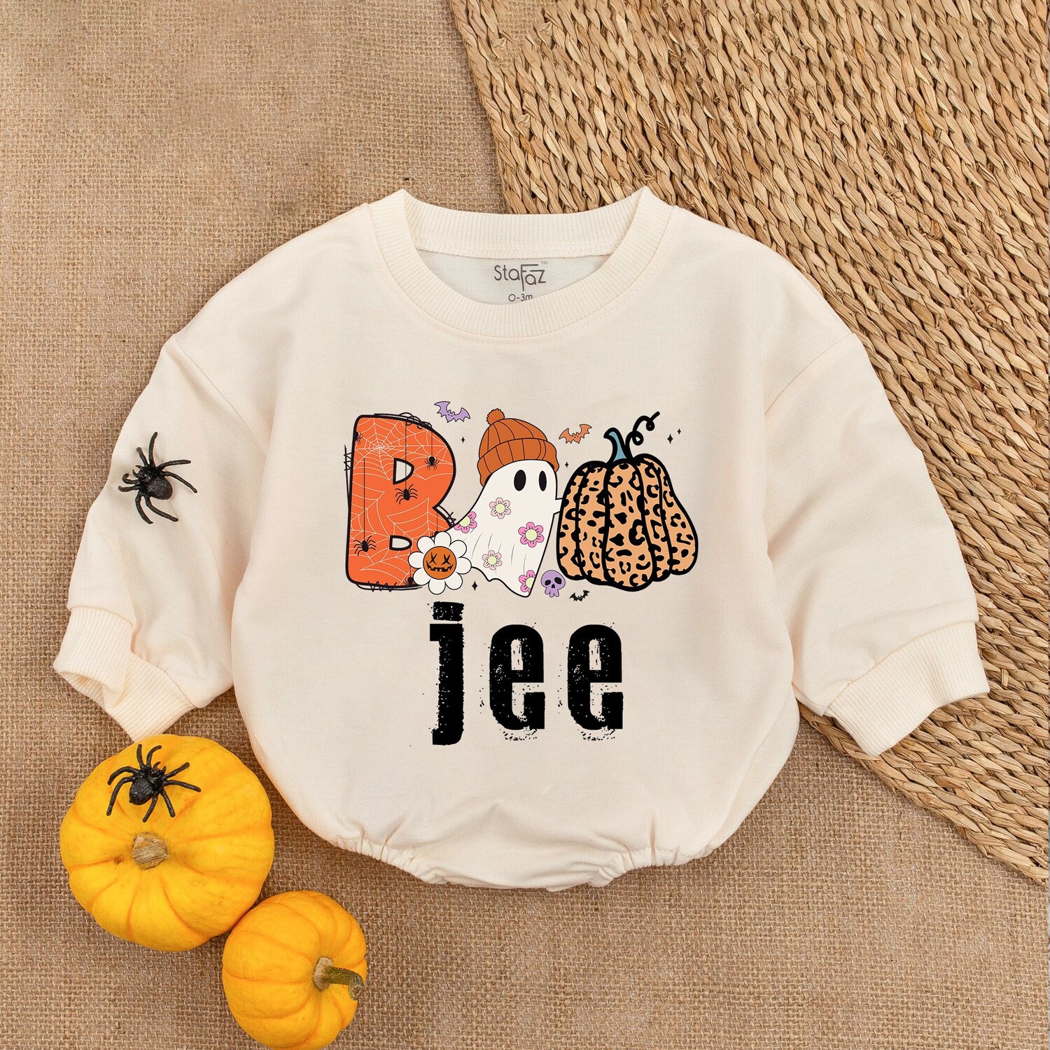 Boo Halloween Baby Girl Bodysuit First Halloween Outfit Bubble Baby Romper image 1