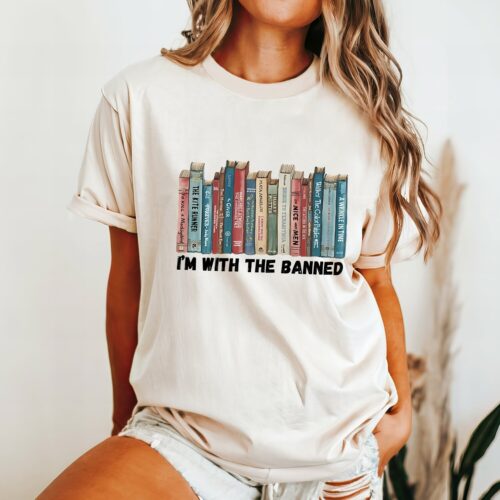 Comfort Colors Funny I'm With The Banned T-shirt Book Lovers Gift Librarian Shirt Women’s Tee image 0