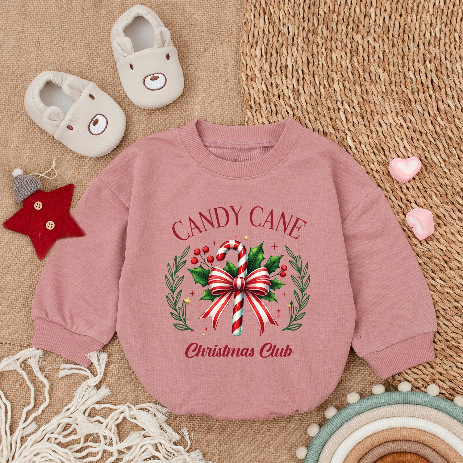 Candy Cane Christmas Baby Romper My First Christmas Bodysuit Baby Christmas Outfit Gift image 2