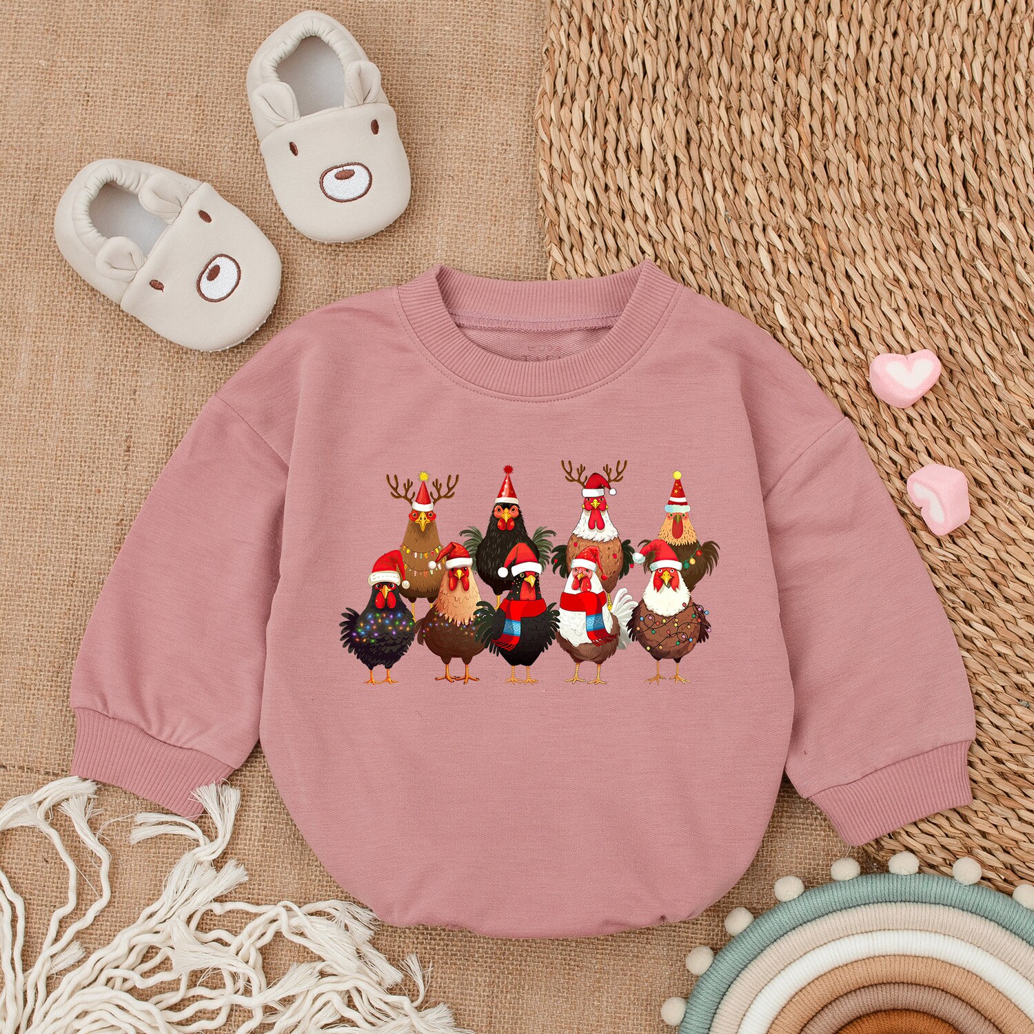 My First Christmas Chicken Baby Romper Long Sleeve Xmas Bodysuit Baby Gift Outfit image 3