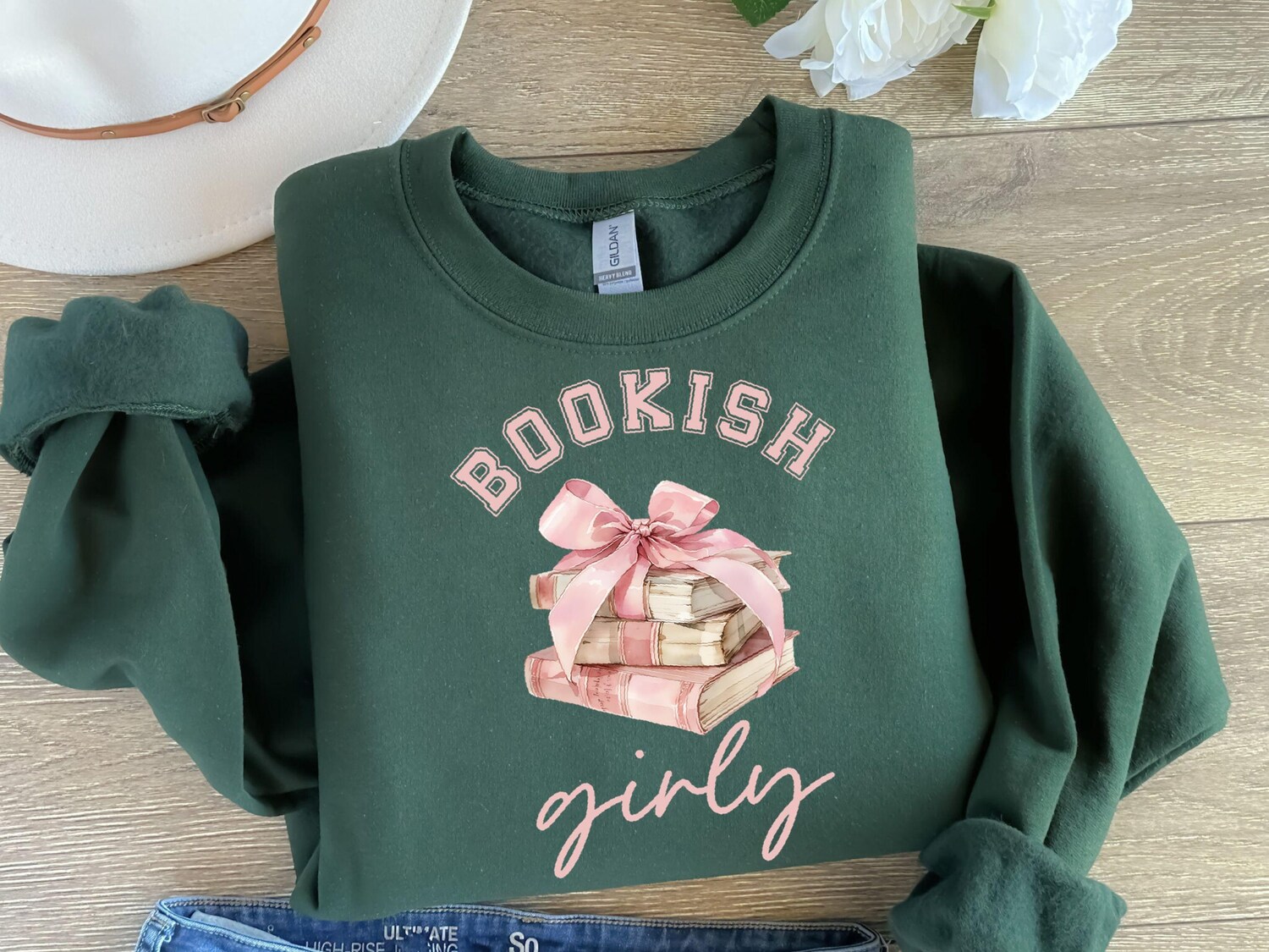 Coquette Bookish Girly T-shirt Pink Bow Bookish Shirt Cute Sweatshirt Gift for Book Lovers image 1