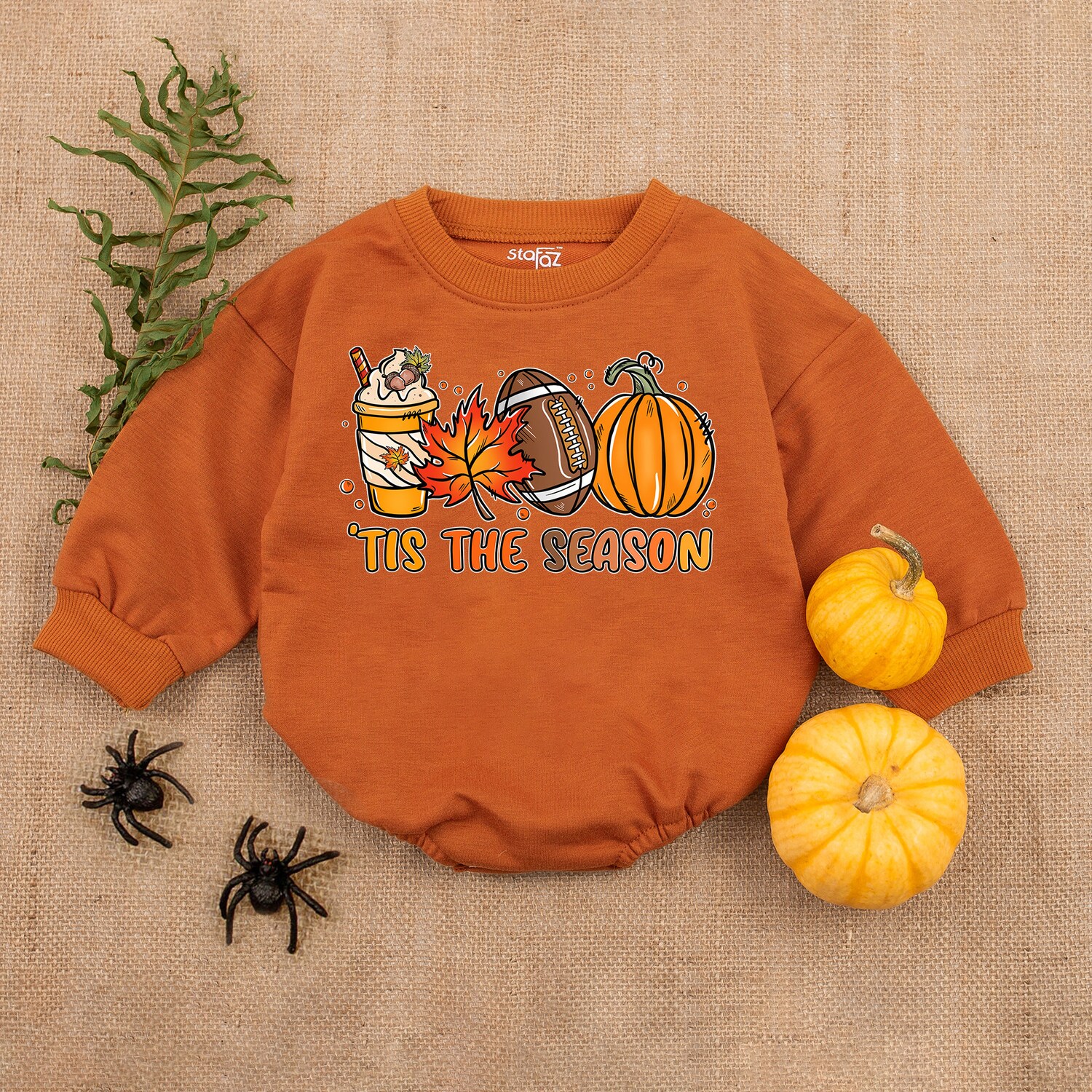 First Thanksgiving Baby Romper Tis The Season Football Outfit Fall Baby Girl Clothes image 3