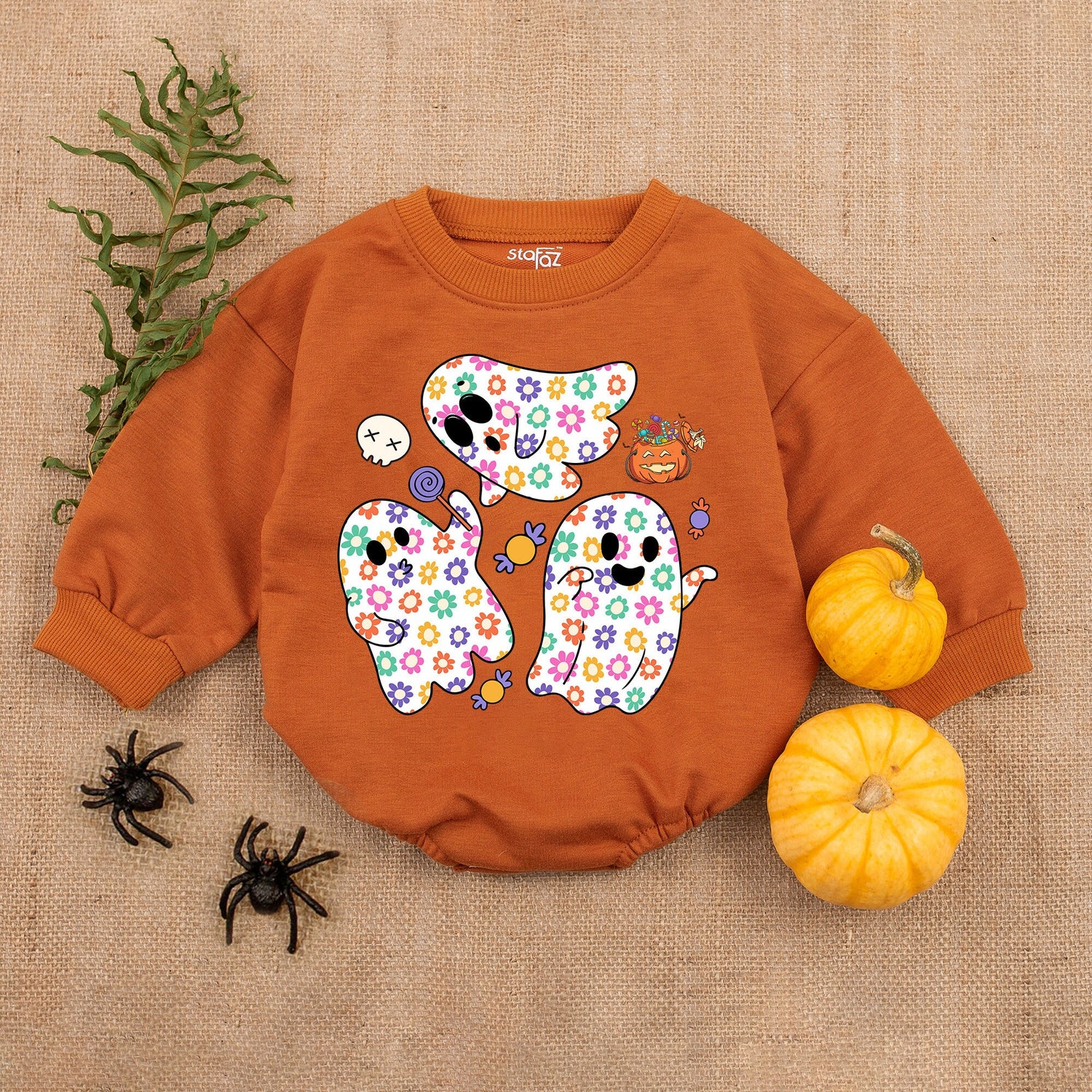 Halloween Ghost Baby Romper First Halloween Outfit Cute Spooky Season Baby Clothes Halloween Gift image 3