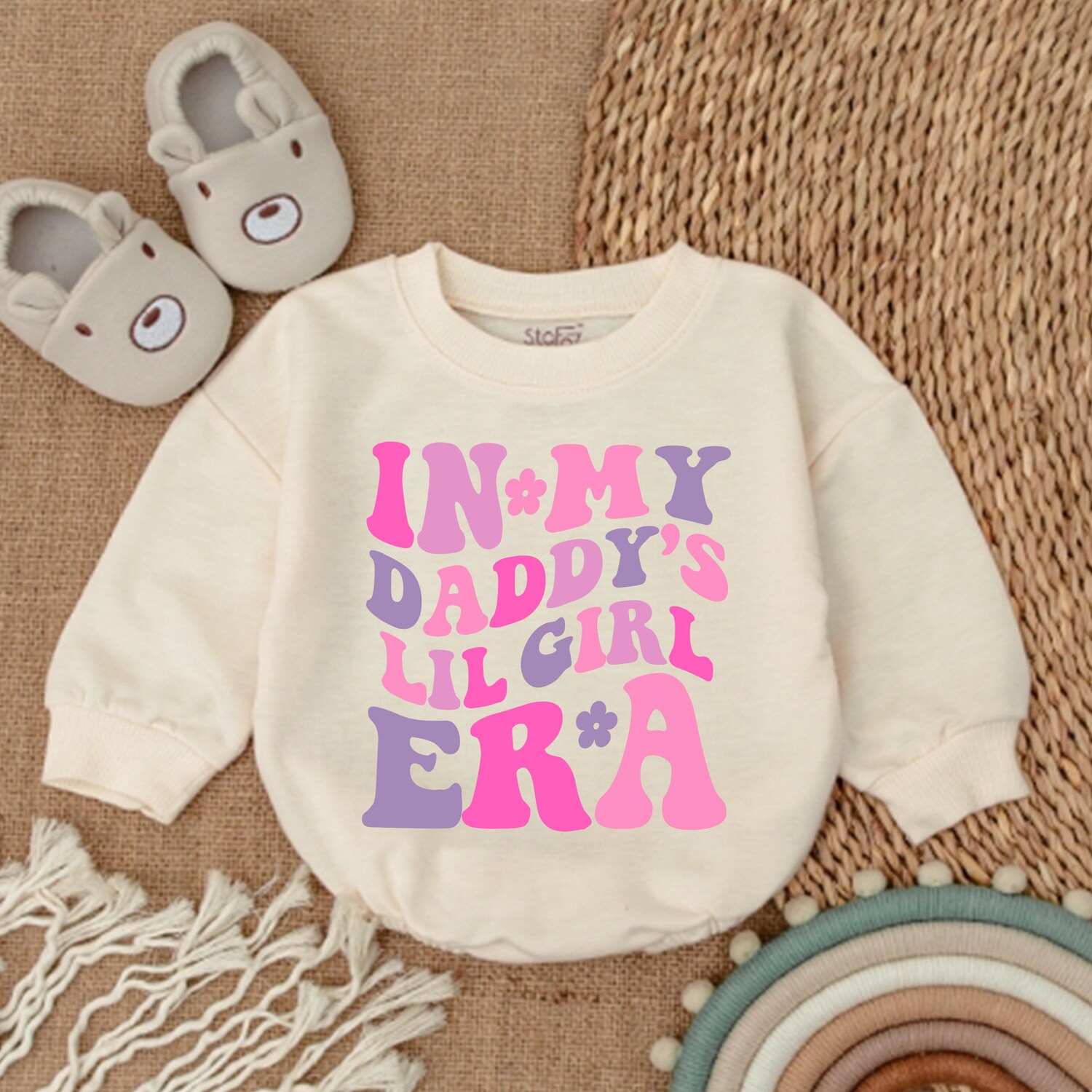 Daddy's Girl and Dad Matching Outfits Toddler Baby Romper & Father Daughter Sweatshirt Set image 1