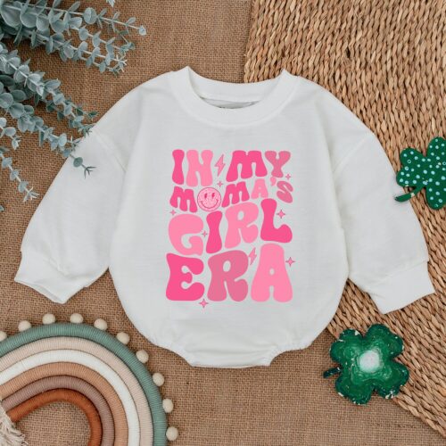 Mama's Girl and Mom Matching Outfits Neutral Toddler Romper Baby and Mommy Sweatshirt image 0