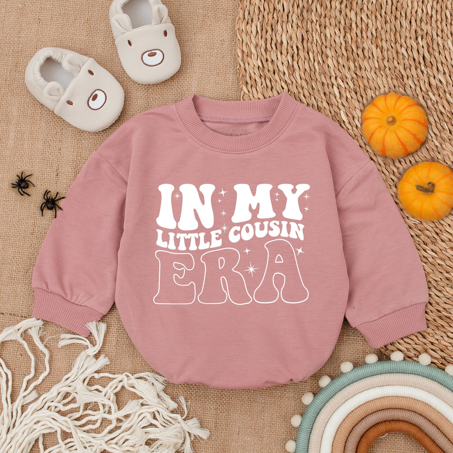 In My Little Cousin Era Romper New Cousin Reveal Baby Bodysuit Family Announcement Gift image 2