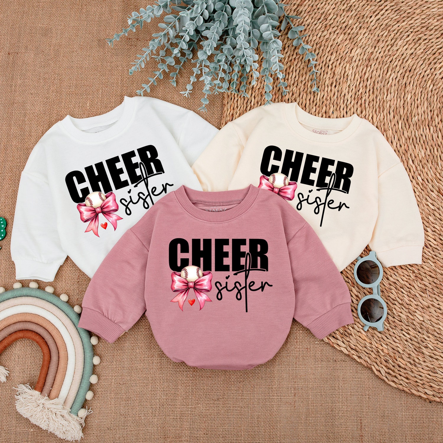 Cheer Sister Baseball Romper Baby Girl Outfit Gift for Baby Sister image 3