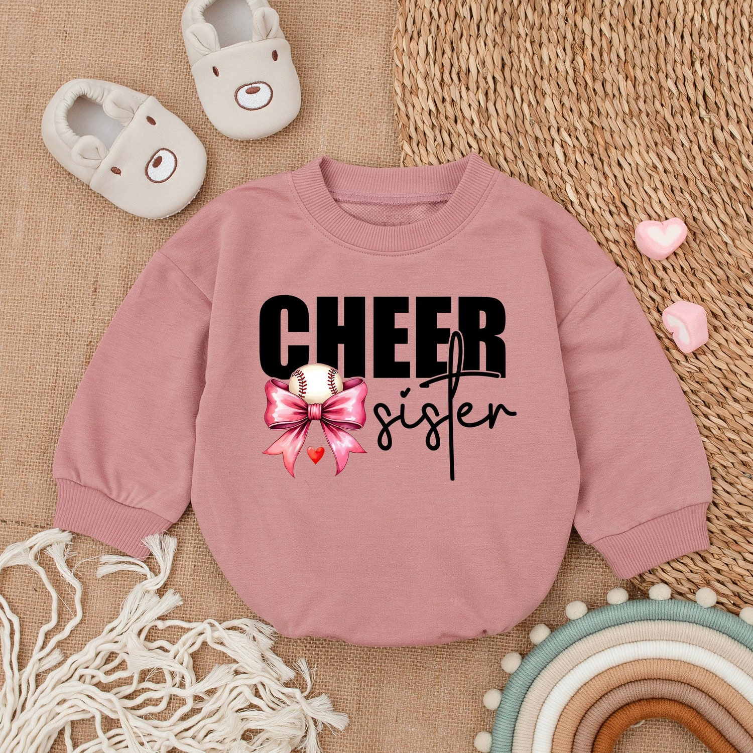 Cheer Sister Baseball Romper Baby Girl Outfit Gift for Baby Sister image 2