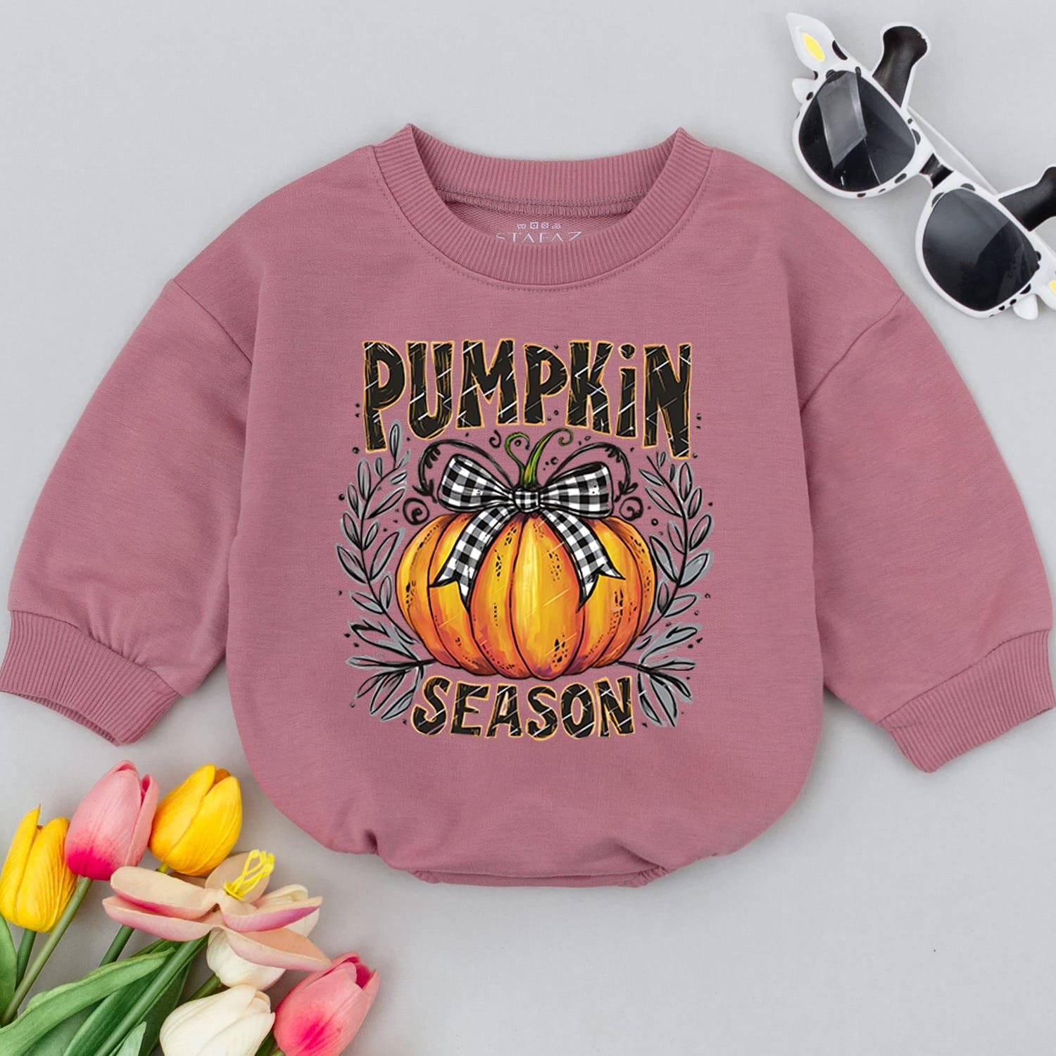 Pumpkin Season Baby Romper Cute Fall Bodysuit Natural Pumpkin Baby Outfit Baby Gift image 3