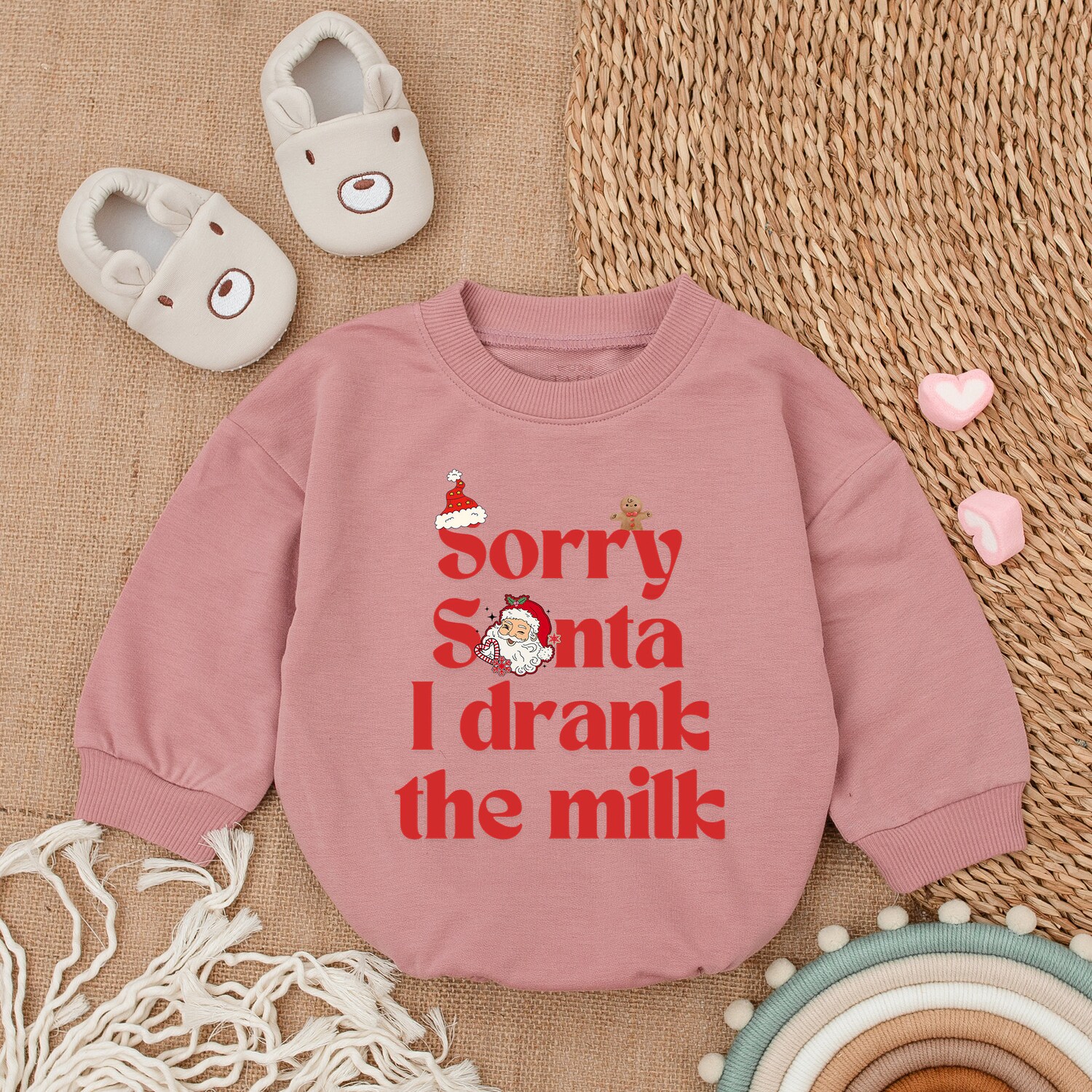 Sorry Santa I Drank The Milk Baby Romper Christmas Baby Outfit Baby Christmas Gift Bodysuit image 2