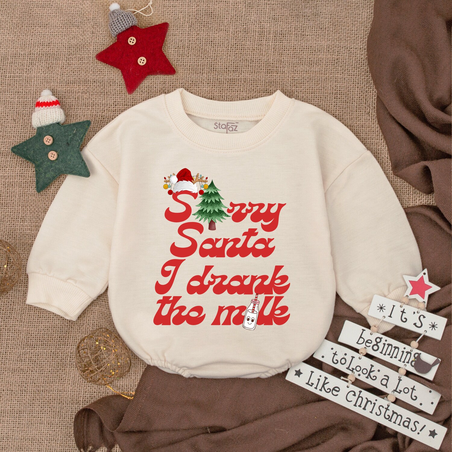 Sorry Santa I Drank The Milk Baby Romper Christmas Baby Outfit Santa Claus Baby Bodysuit Gift image 1