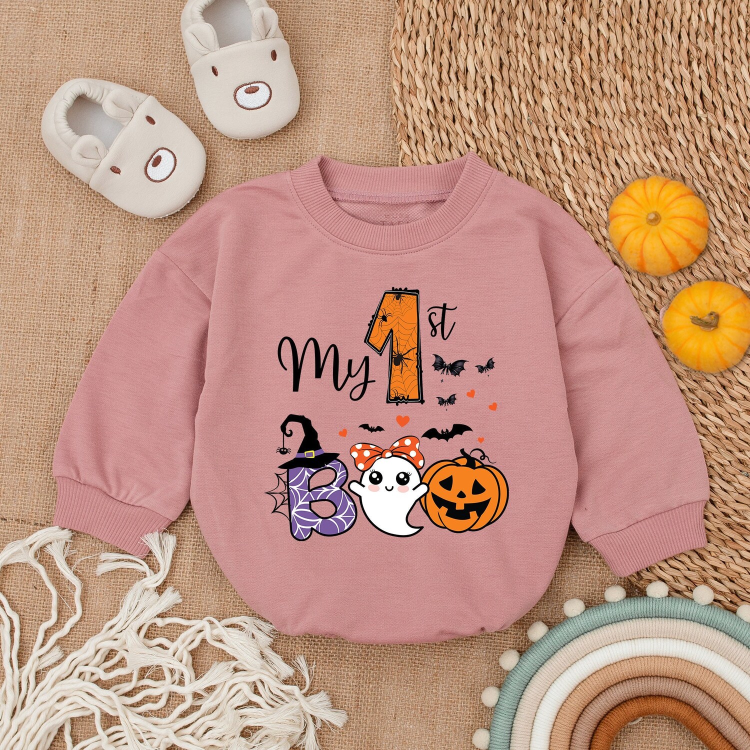 My First Boo Halloween Baby Girl Bodysuit Romper First Halloween Outfit Baby Girl Clothes image 2