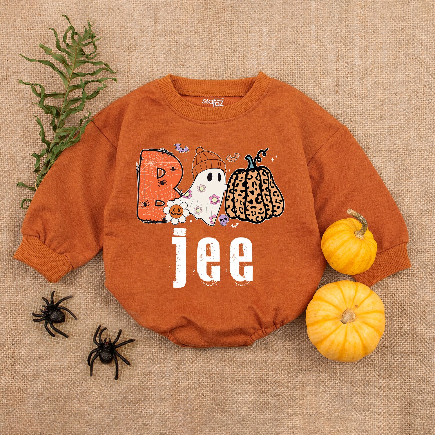 Boo Halloween Baby Girl Bodysuit First Halloween Outfit Bubble Baby Romper image 3