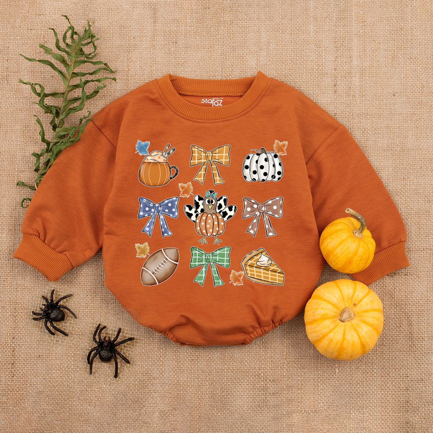 Fall Football Season Romper First Thanksgiving Baby Outfit Baby Girl Clothes Shower Gift image 3