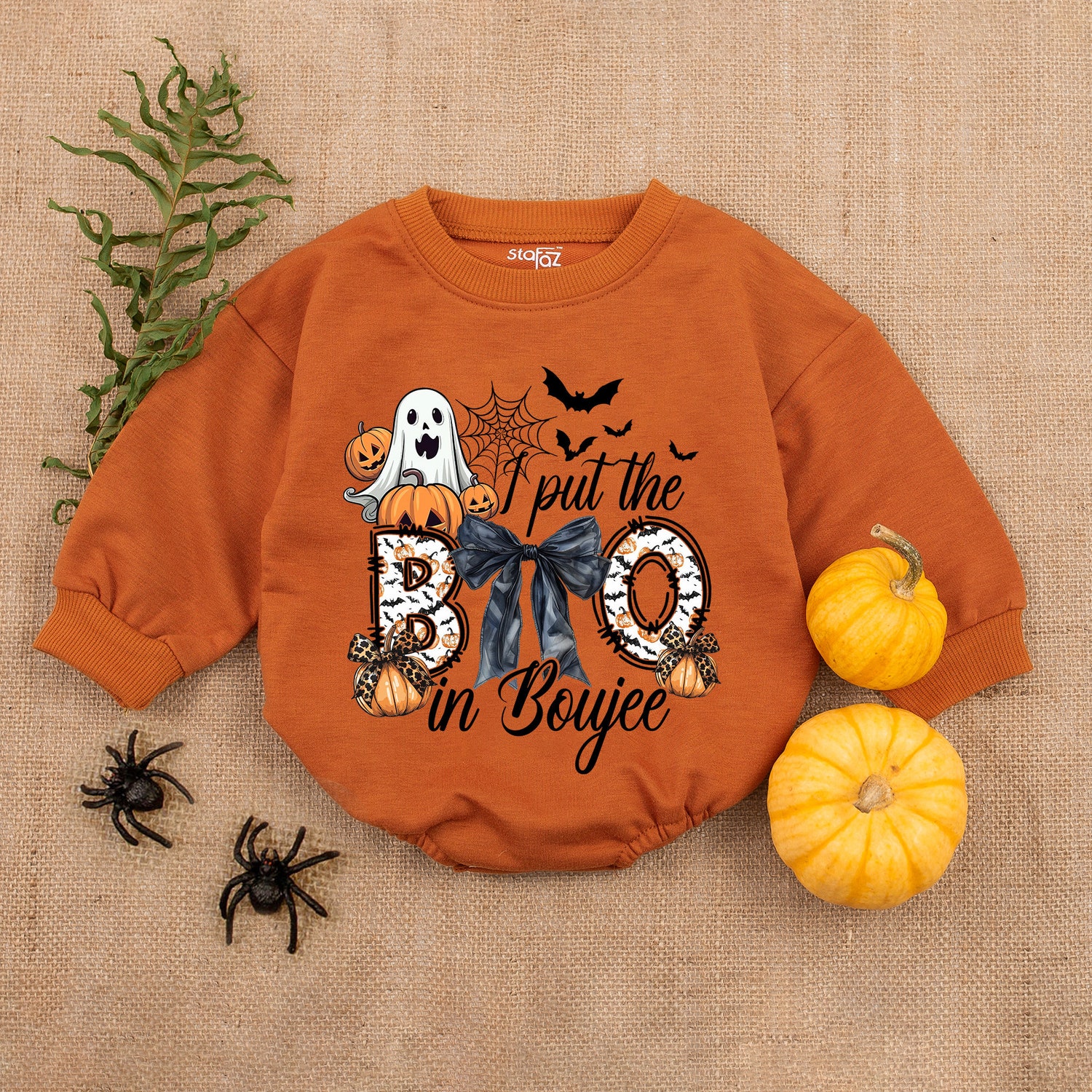 My First Boo Romper Baby's First Halloween Outfit Pumpkin Bodysuit Baby Shower Gift image 3