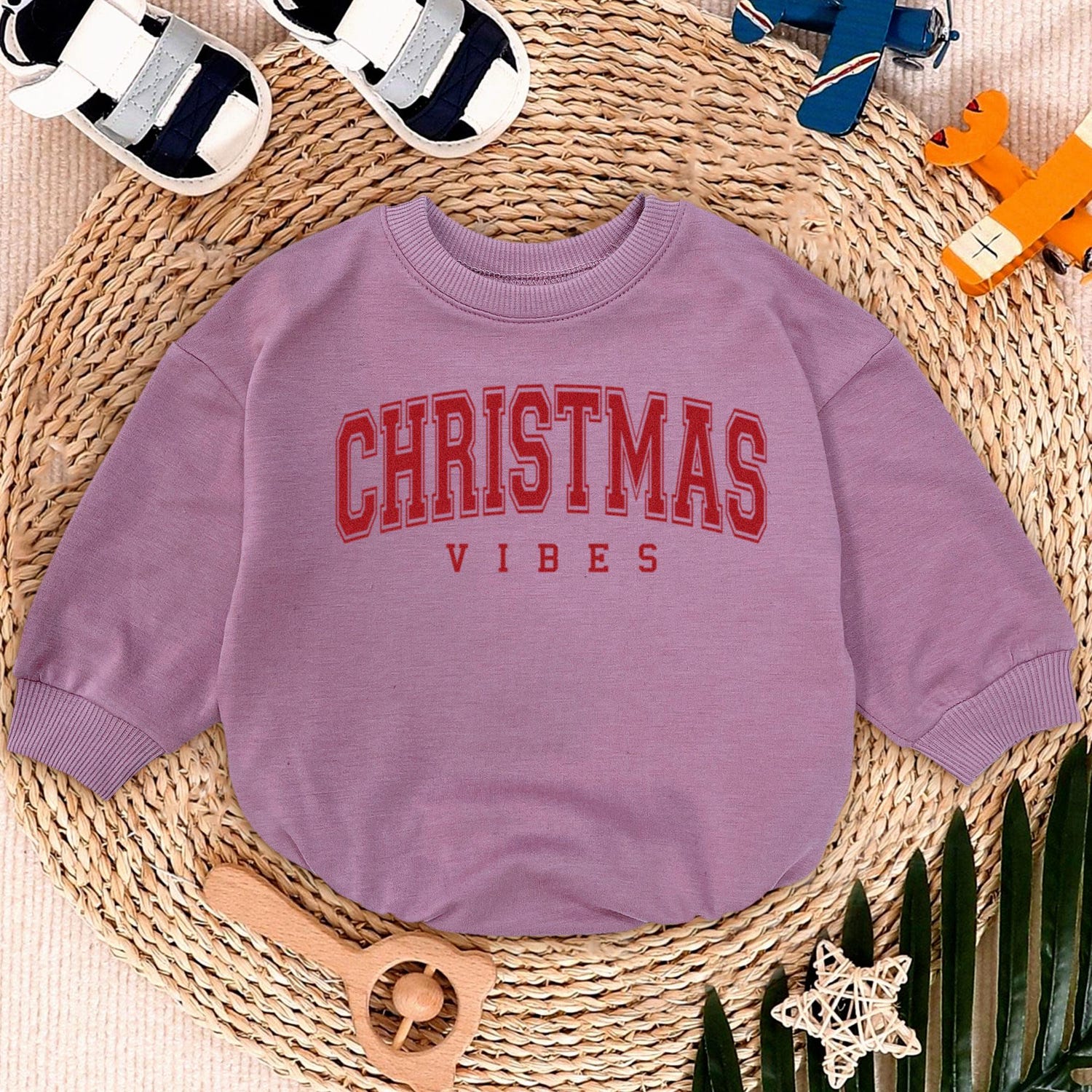 X-mas Vibes First Christmas Romper Sweatshirt, Cute Baby Sweater, Fall Autumn X-mas Baby Romper Suit Newborn Bodysuit Gifts image 3