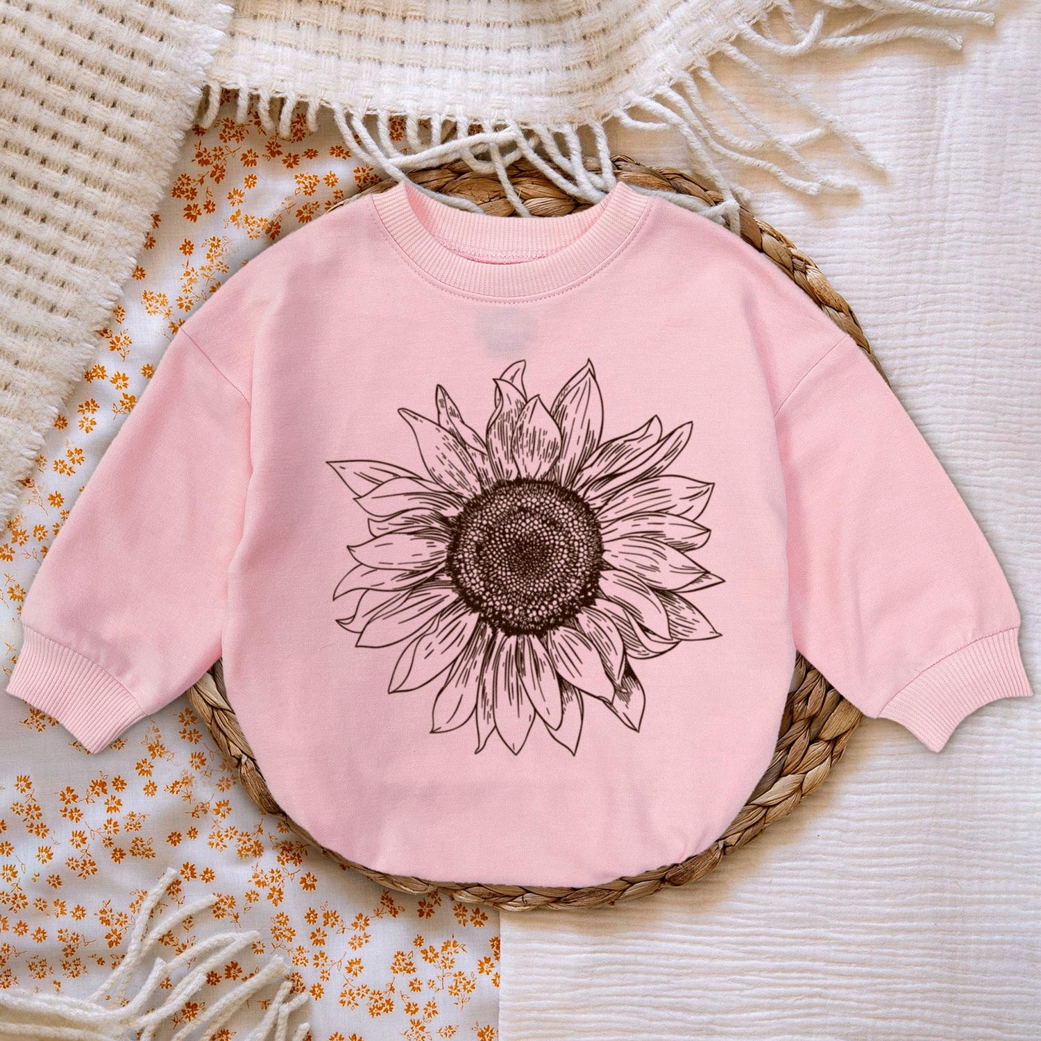 Wild Daisy Floral Baby Romper Sweatshirt Cute Christmas Newborn Sweater Fall Autumn Gift image 3