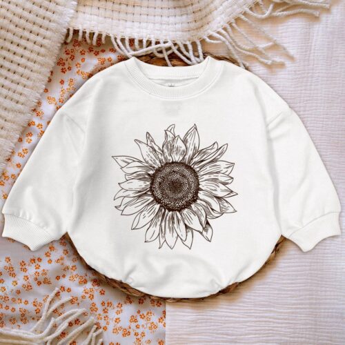 Wild Daisy Floral Baby Romper Sweatshirt Cute Christmas Newborn Sweater Fall Autumn Gift image 0