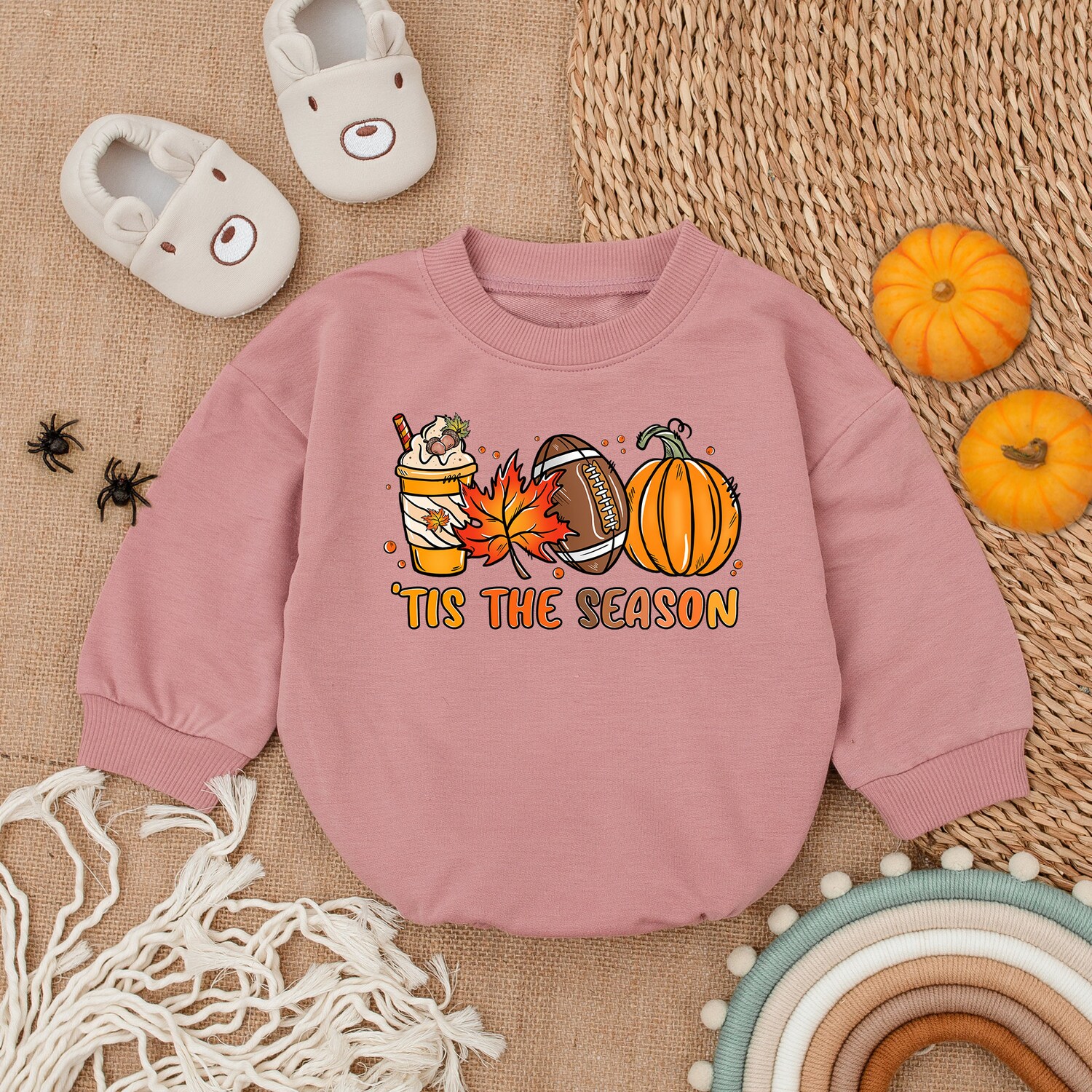 First Thanksgiving Baby Romper Tis The Season Football Outfit Fall Baby Girl Clothes image 2