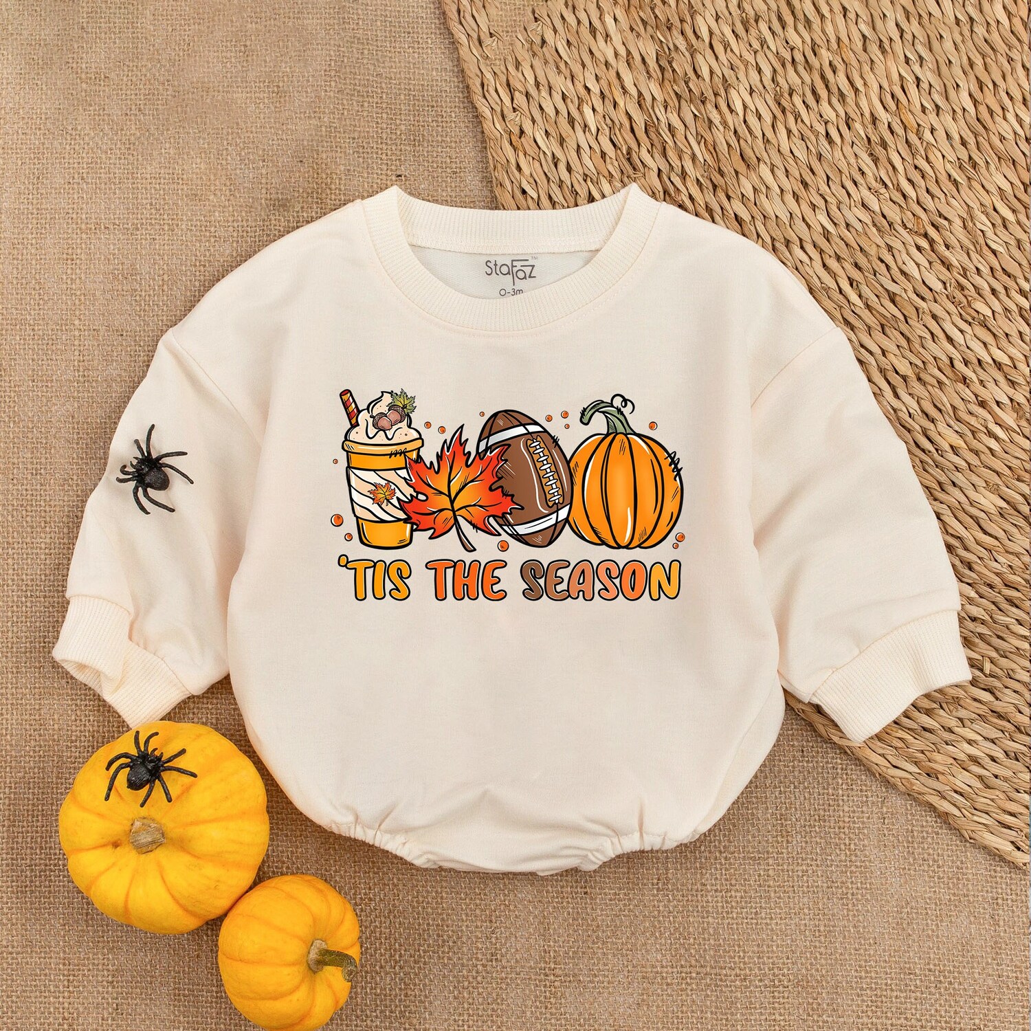 First Thanksgiving Baby Romper Tis The Season Football Outfit Fall Baby Girl Clothes image 1