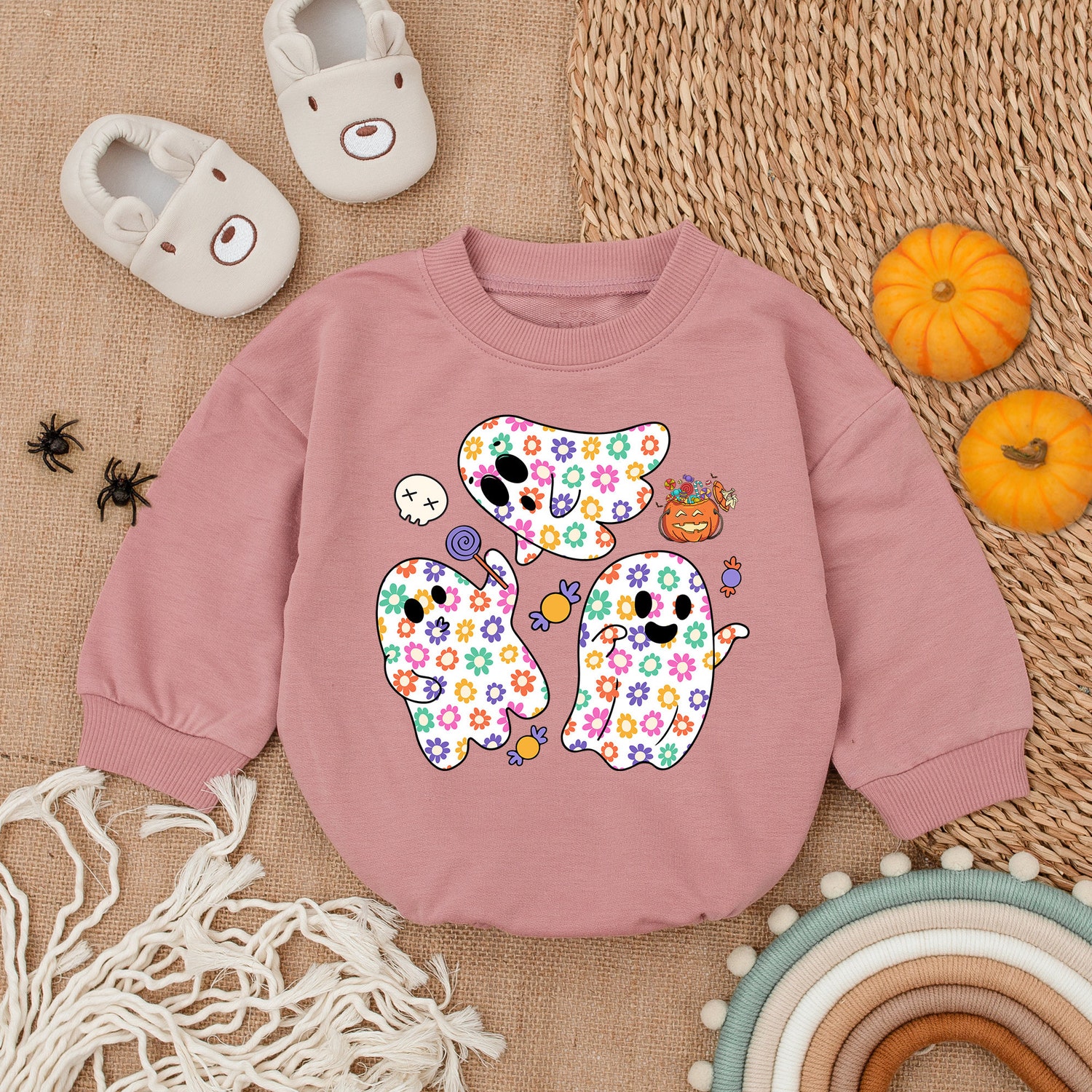 Halloween Ghost Baby Romper First Halloween Outfit Cute Spooky Season Baby Clothes Halloween Gift image 2