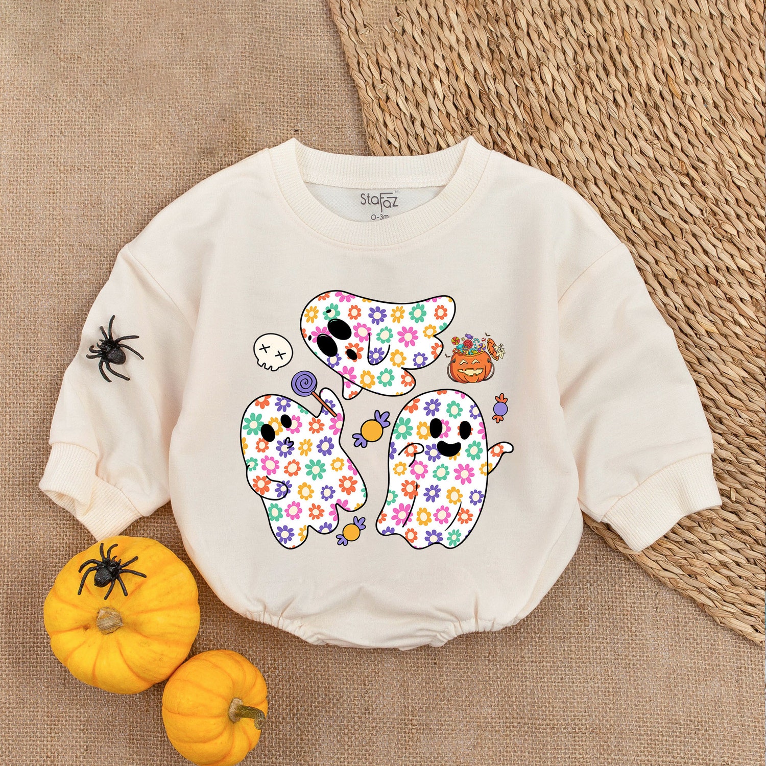 Halloween Ghost Baby Romper First Halloween Outfit Cute Spooky Season Baby Clothes Halloween Gift image 1