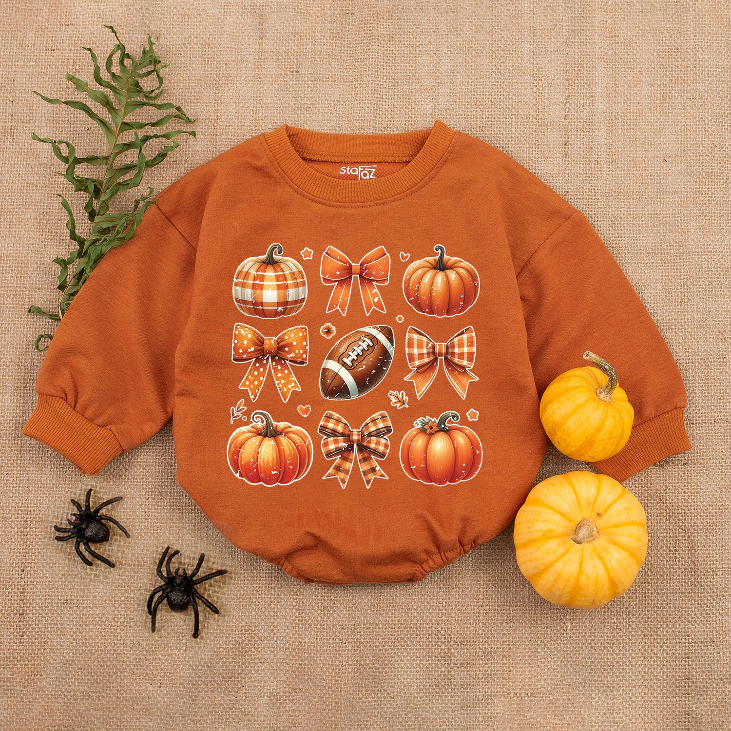 Football Fall Romper First Thanksgiving Baby Outfit Baby Girl Clothes Fall Baby Shower Gift image 3