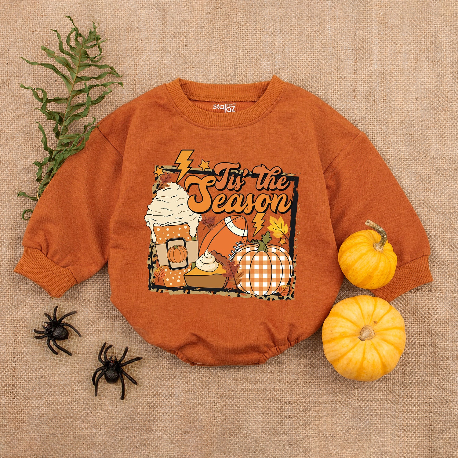 First Thanksgiving Baby Romper Tis The Season Football Outfit Fall Baby Girl Clothes image 3