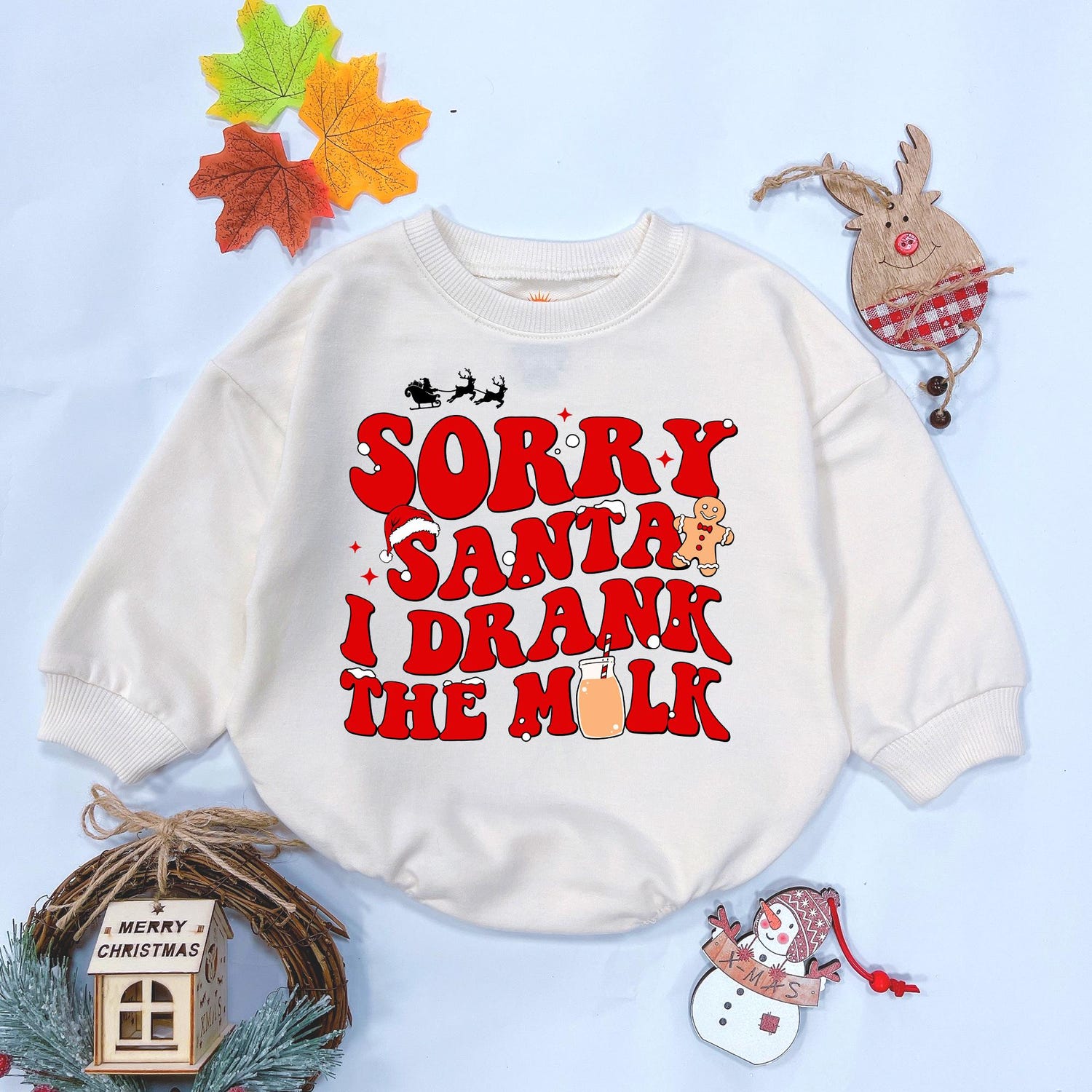 Sorry Santa I Drank The Milk Baby Romper First Christmas Holiday Outfit for Baby image 3