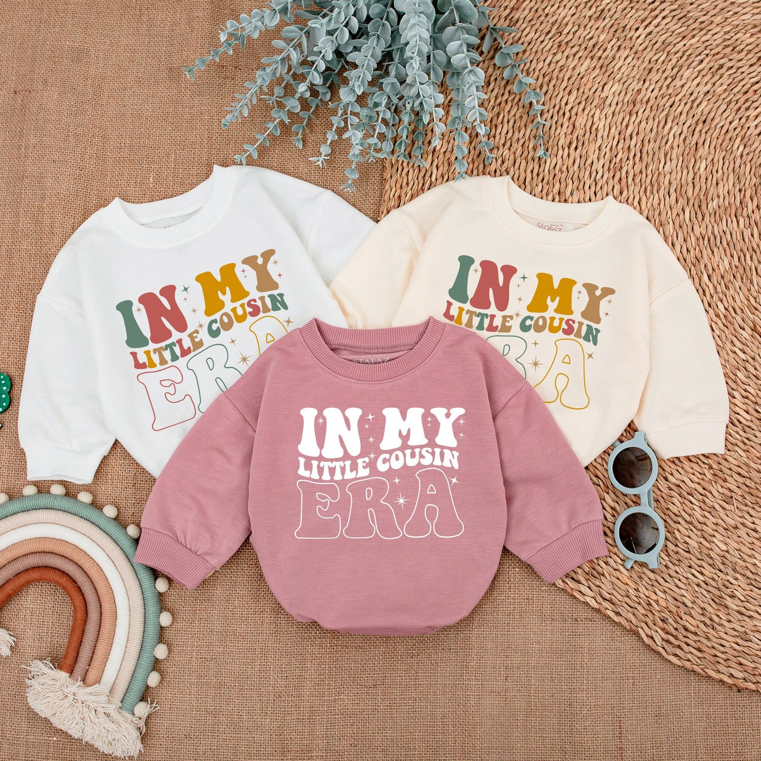 In My Little Cousin Era Romper New Cousin Reveal Baby Bodysuit Family Announcement Gift image 3