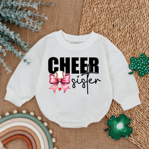 Cheer Sister Baseball Romper Baby Girl Outfit Gift for Baby Sister image 0