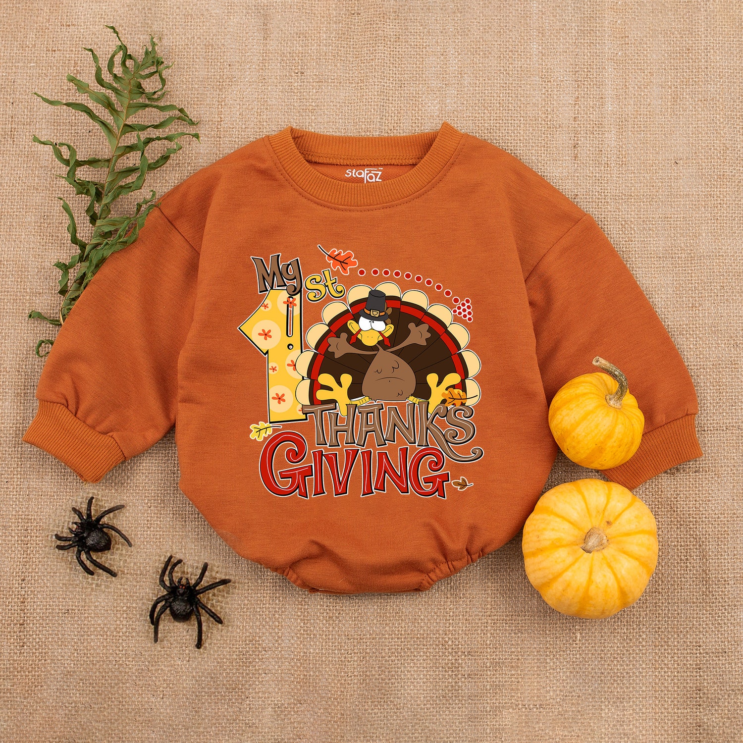 My First Thanksgiving Baby Outfit Little Turkey Romper Fall Baby Boy Clothes Baby Shower Gift image 3