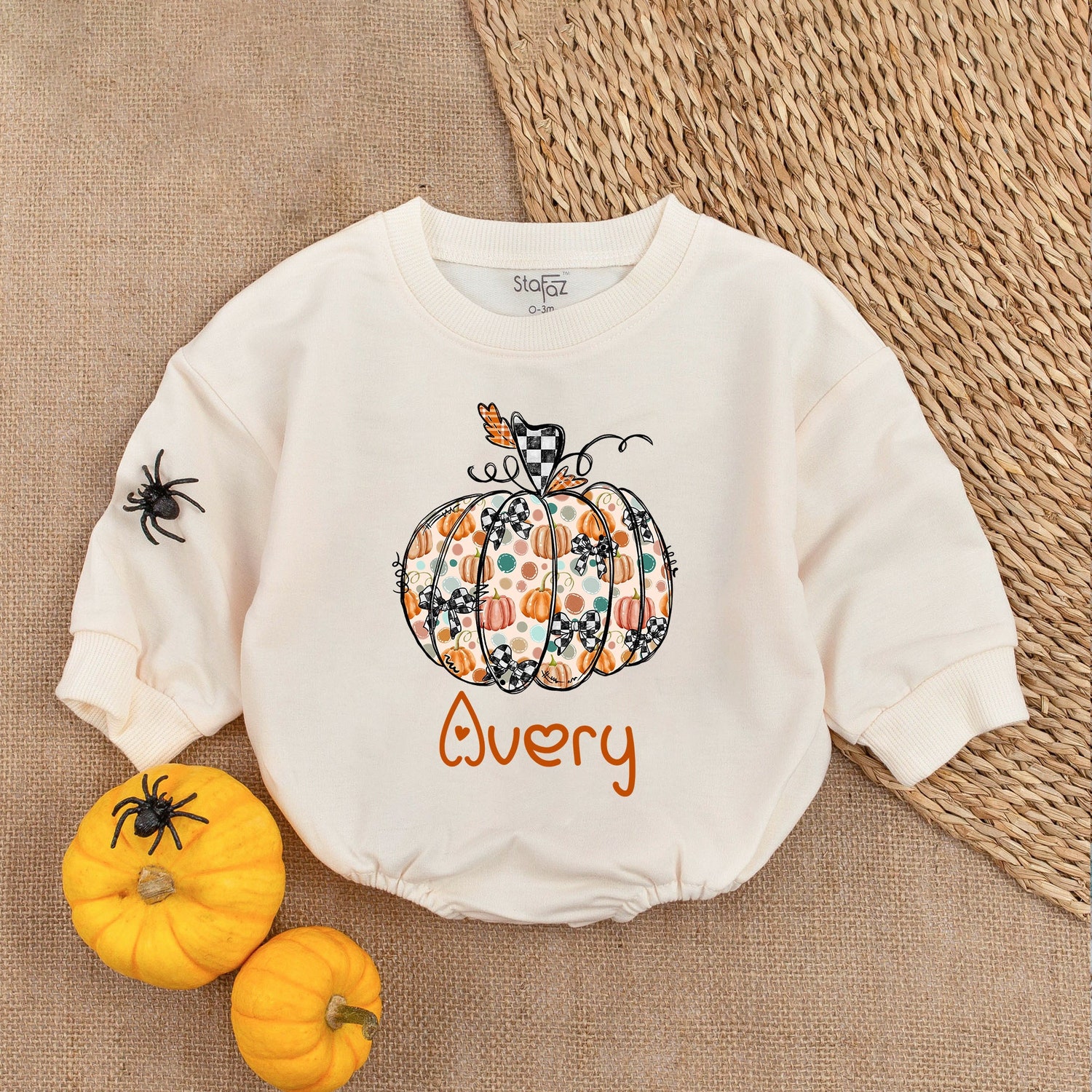 Little Pumpkin Bubble Romper My First Thanksgiving Baby Outfit Fall Baby Boy Clothes image 1