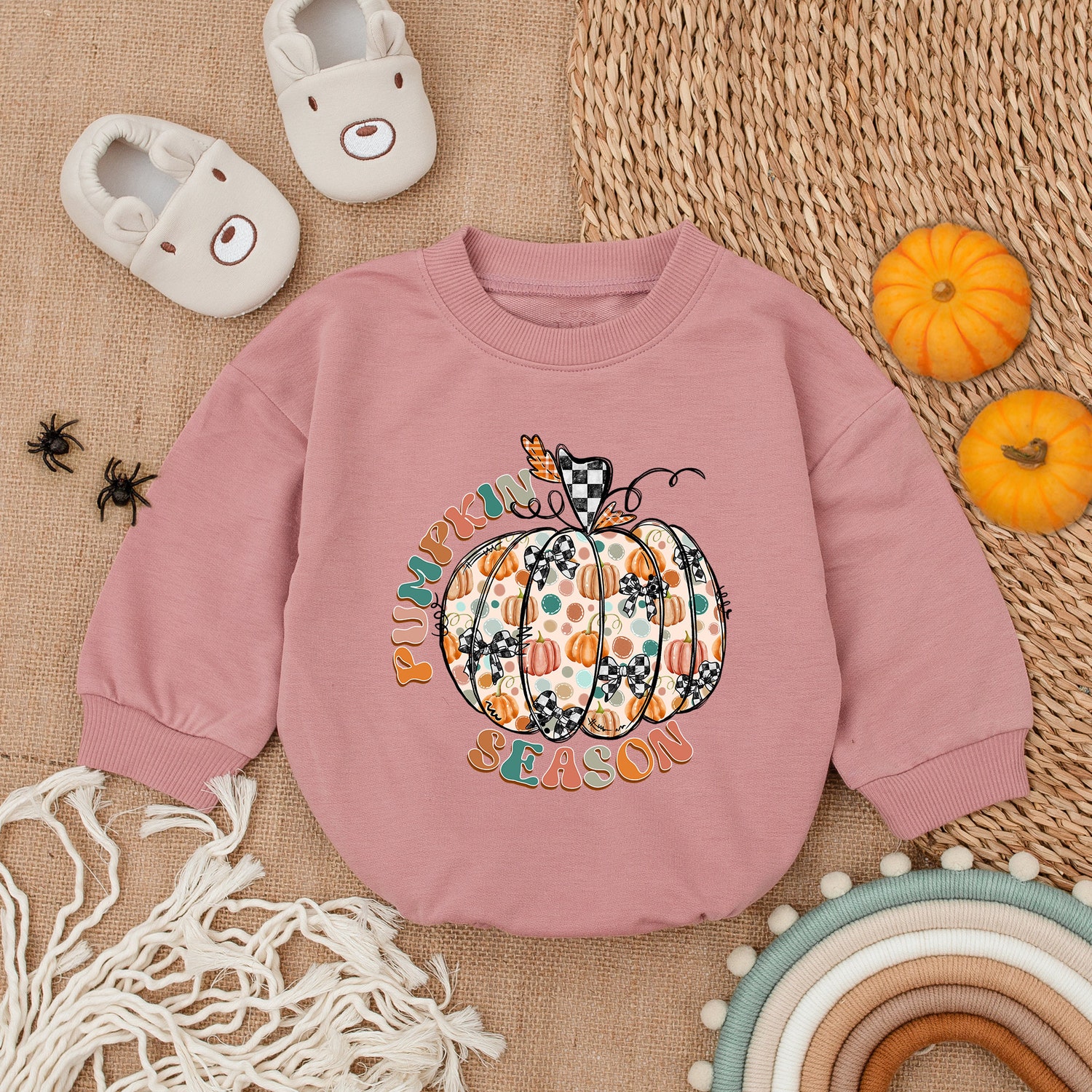 Pumpkin Season Newborn Romper My First Thanksgiving Baby Outfit Turkey Baby Shower Gift image 2