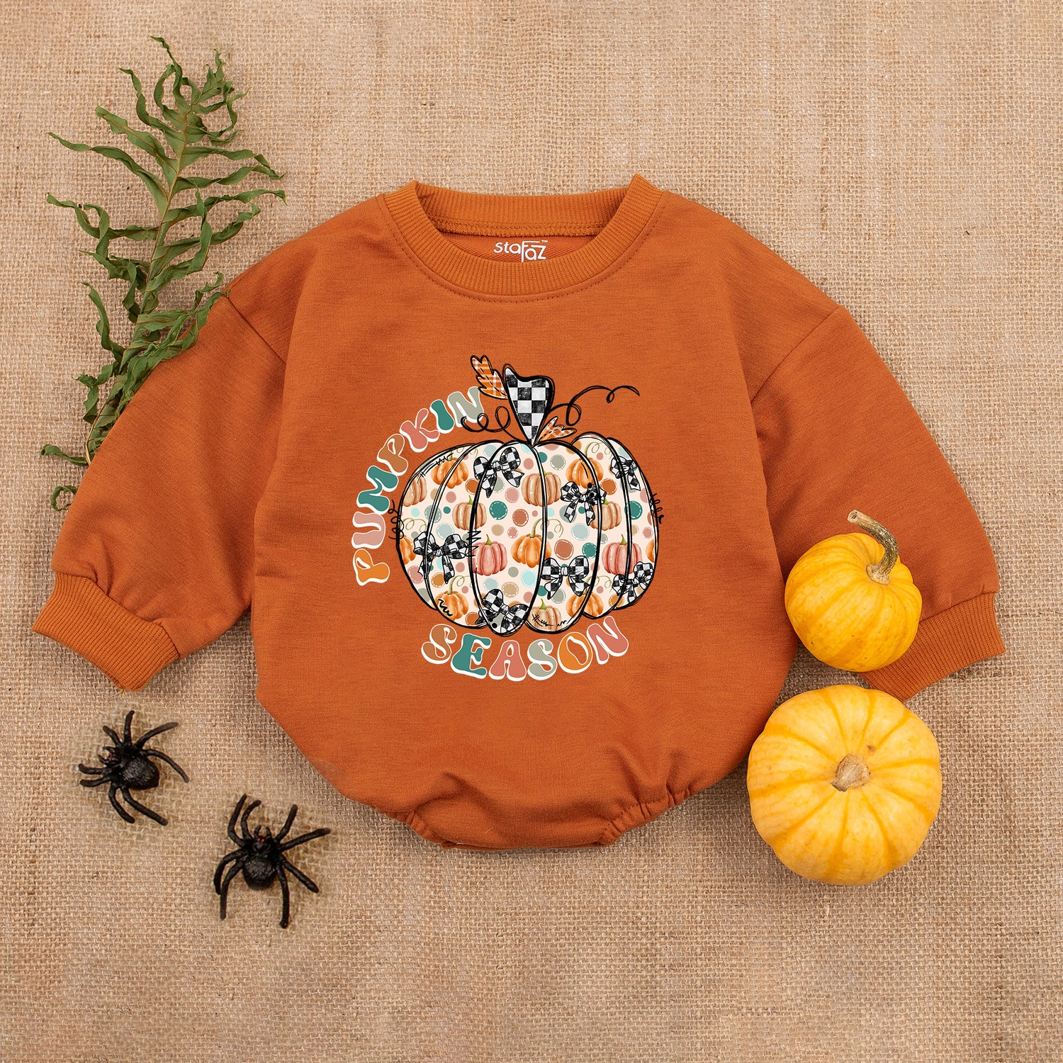 Pumpkin Season Newborn Romper My First Thanksgiving Baby Outfit Turkey Baby Shower Gift image 3