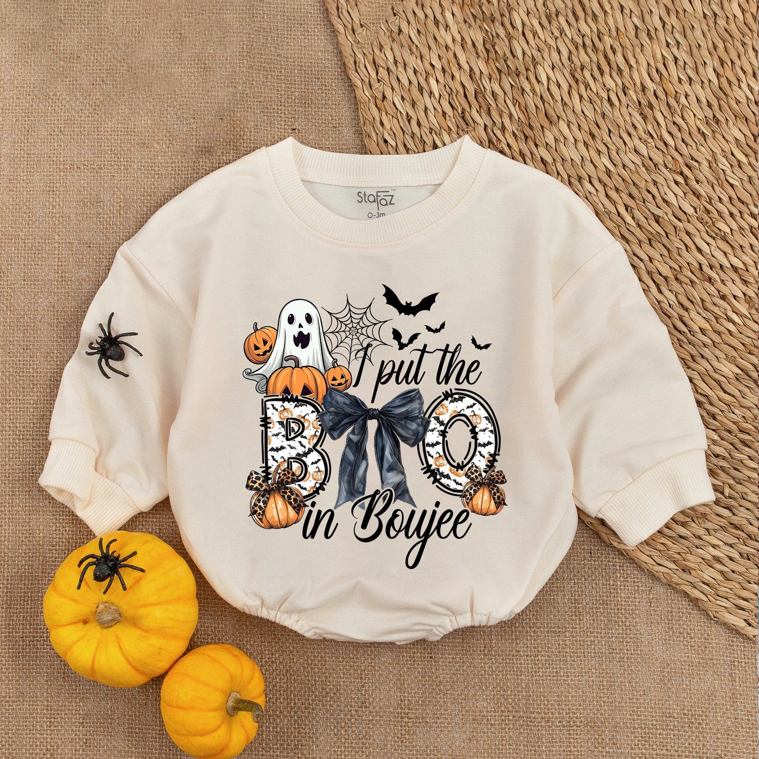 My First Boo Romper Baby's First Halloween Outfit Pumpkin Bodysuit Baby Shower Gift image 1