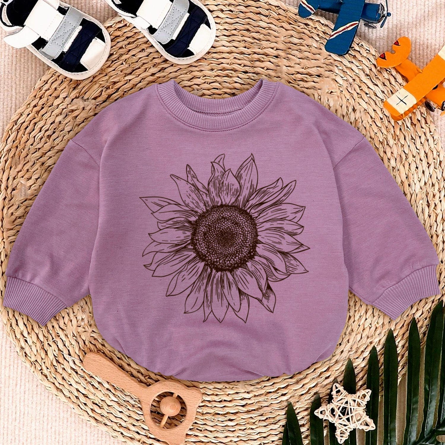 Wild Daisy Floral Baby Romper Sweatshirt Cute Christmas Newborn Sweater Fall Autumn Gift image 6