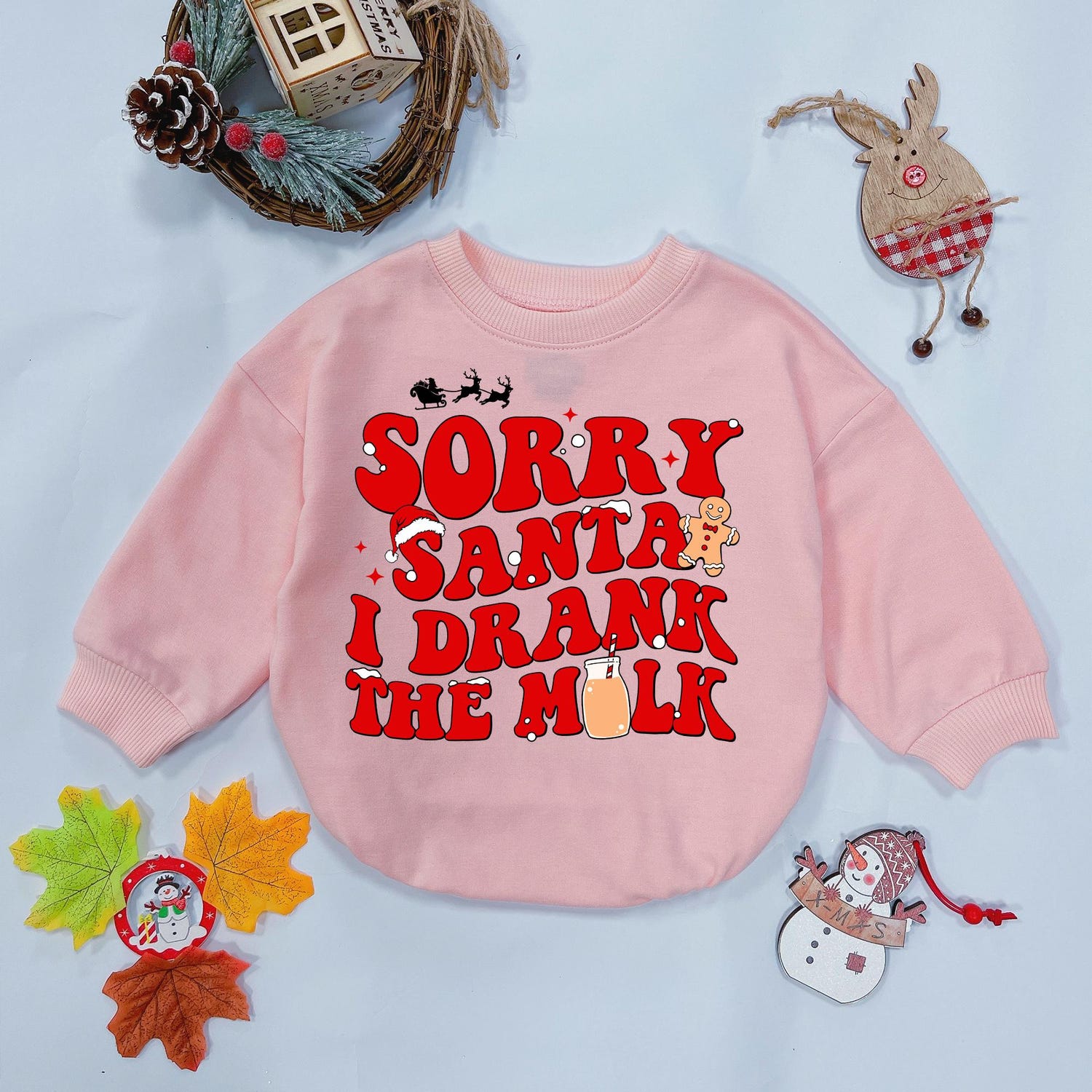 Sorry Santa I Drank The Milk Baby Romper First Christmas Holiday Outfit for Baby image 4