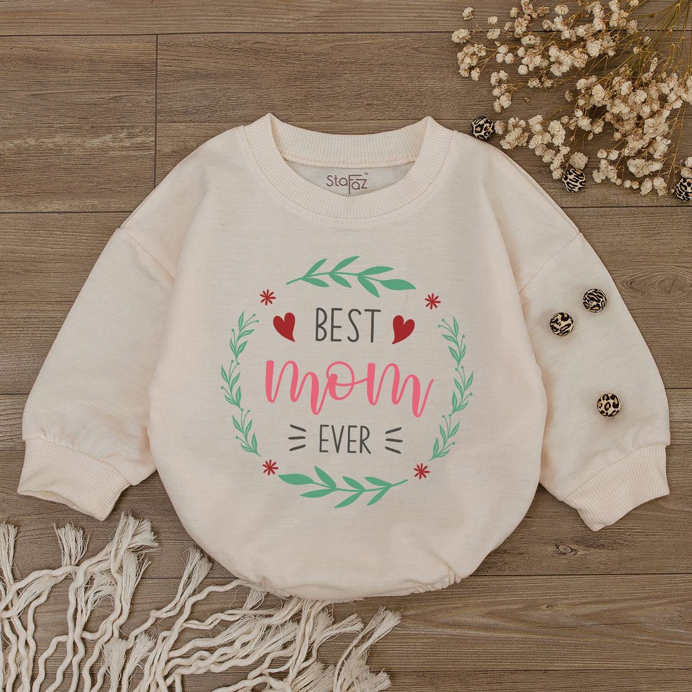 Best Mom Ever Baby Romper Happy Mother's Day Bodysuit Floral Newborn Outfit I Love Mom Gift image 1