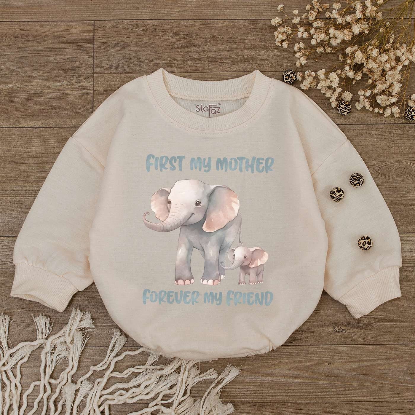 First My Mother Forever My Friend Baby Romper Mother's Day Bodysuit I Love Mom Gift image 2