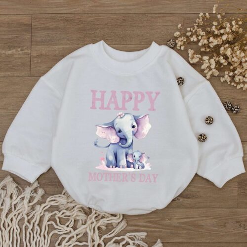 Happy Mother's Day Baby Romper 1st Mother's Day Bodysuit Gift for New Mom Newborn Girl Boy Outfit image 0